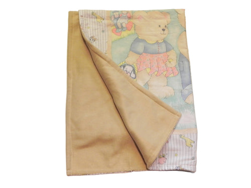 Country Fair cotton baby blanket showing beige fleece backing