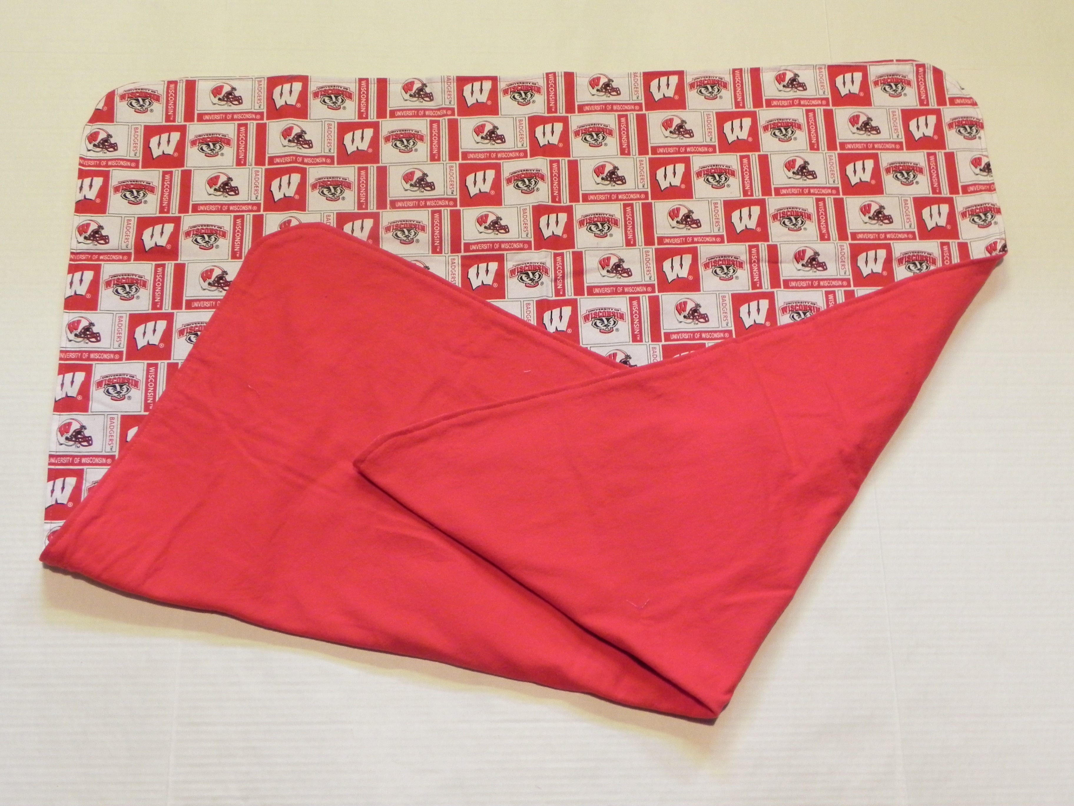 Handmade NCAA Wisconsin Badgers Baby Blanket or Adult Lap Throw