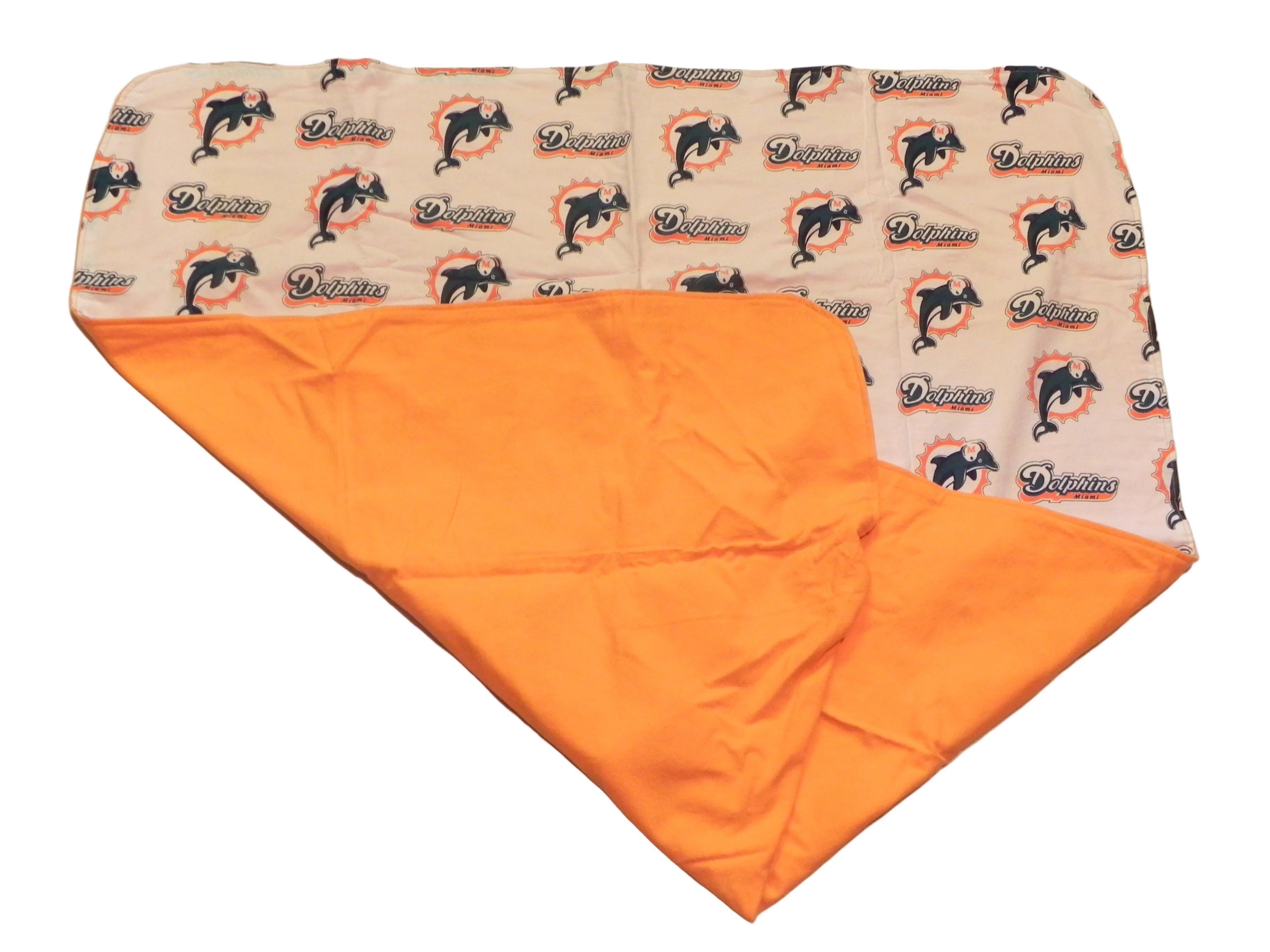 Handmade NFL Miami Dolphins Baby Blanket or Adult Lap Throw