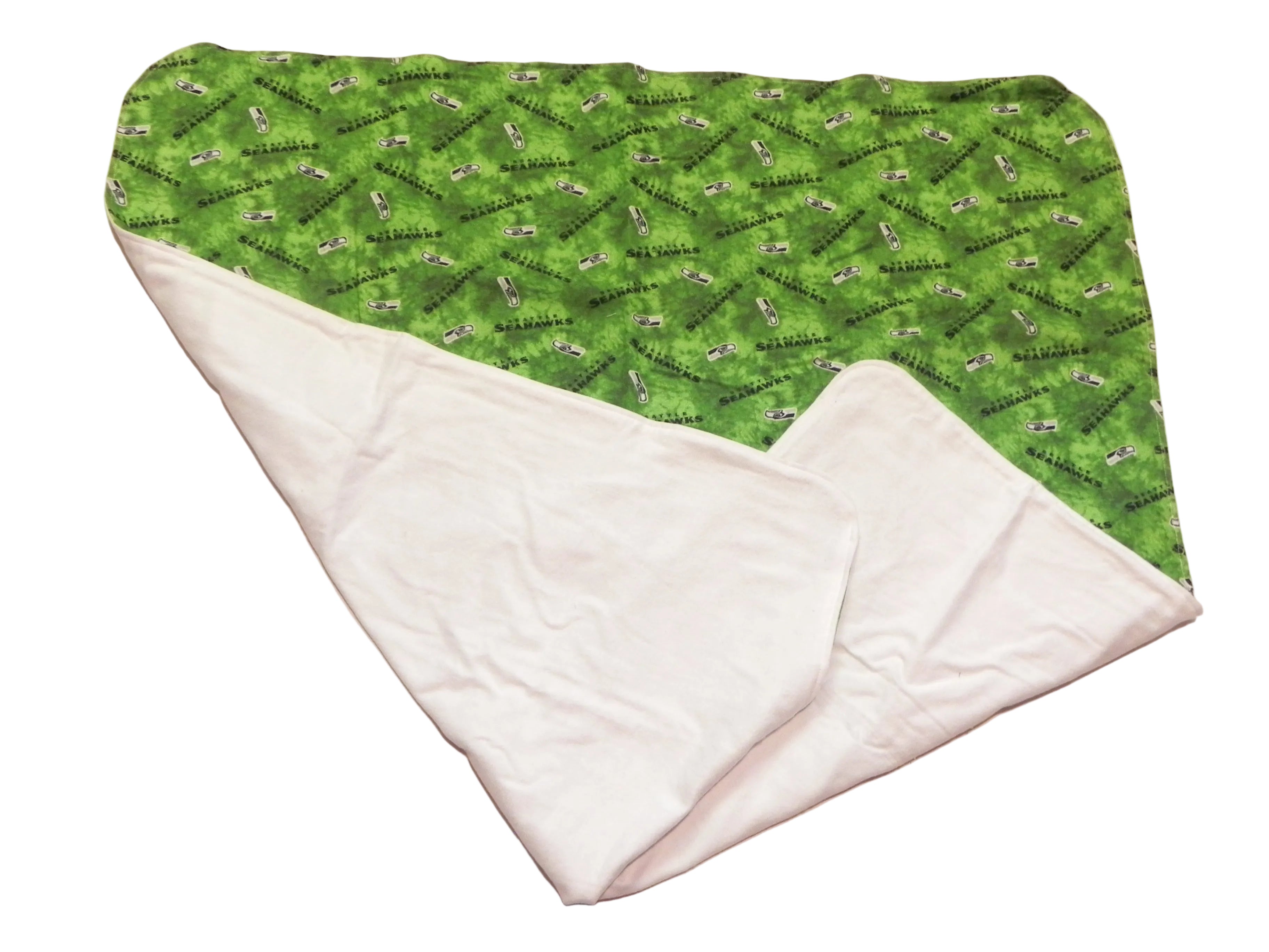 Handmade NFL Seattle Seahawks Baby Blanket or Adult Lap Throw-White