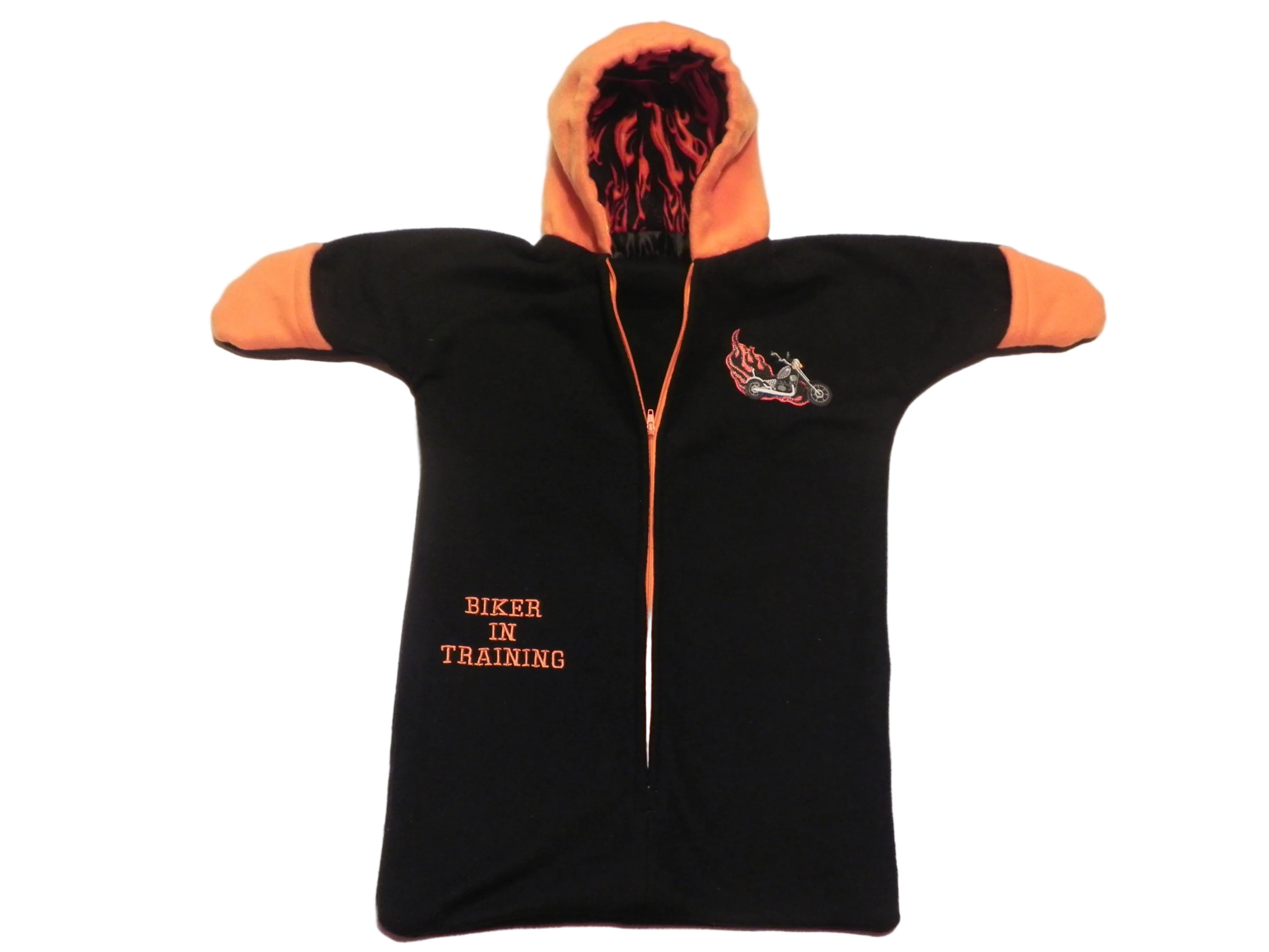 Handmade Biker In Training Black Fleece Baby Bunting Coat 0-6M