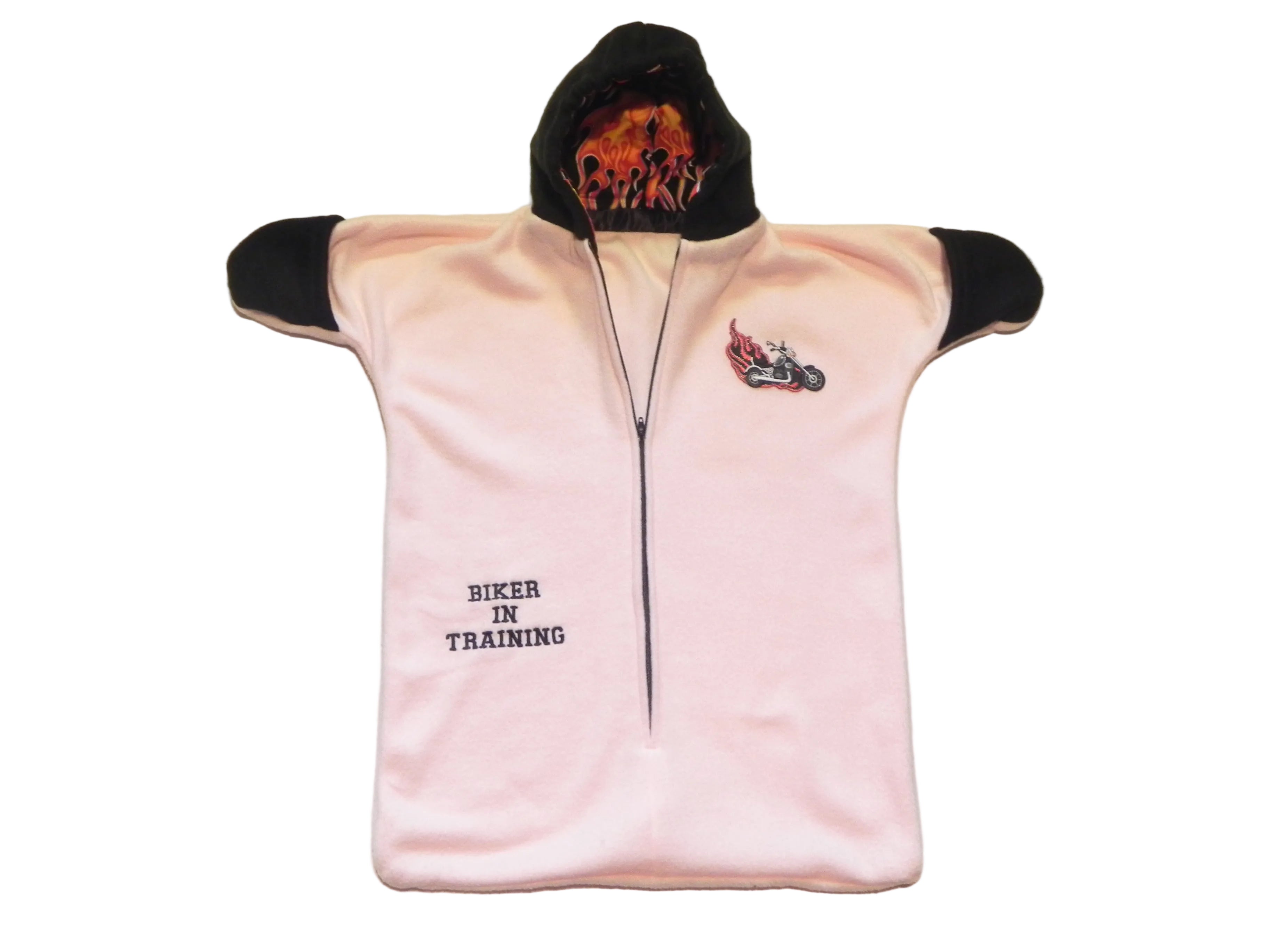 Handmade Girl's Biker In Training Pink Fleece Baby Bunting Coat 0-6M