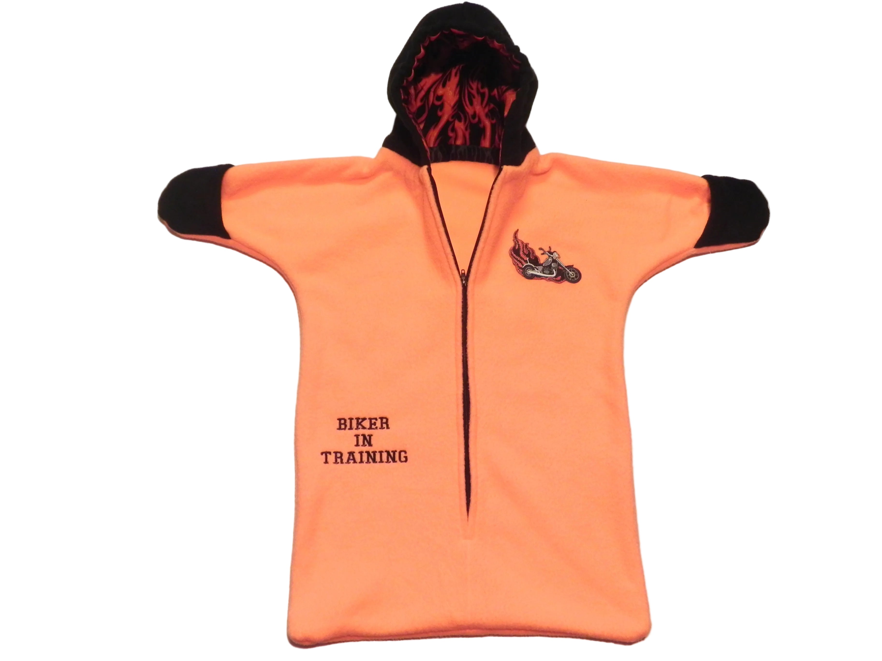 Handmade Biker In Training Orange Fleece Baby Bunting Coat 0-6M