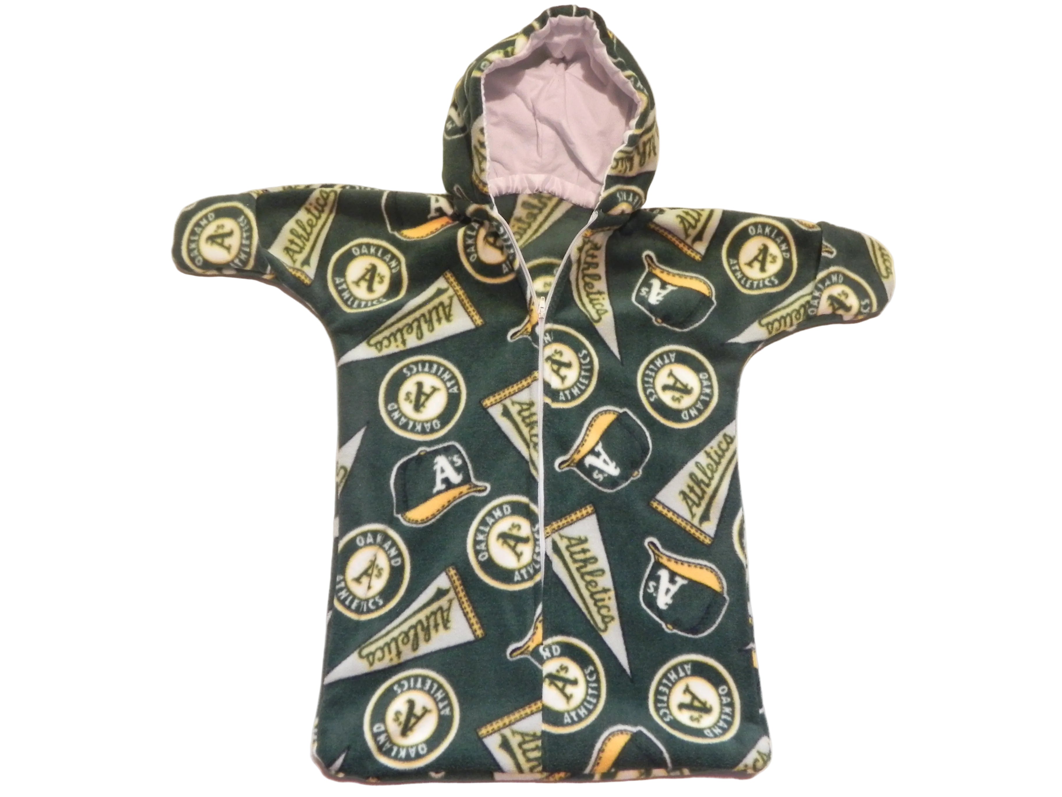 Handmade Oakland Athletics Printed Fleece Baby Bunting Coat 0-6M