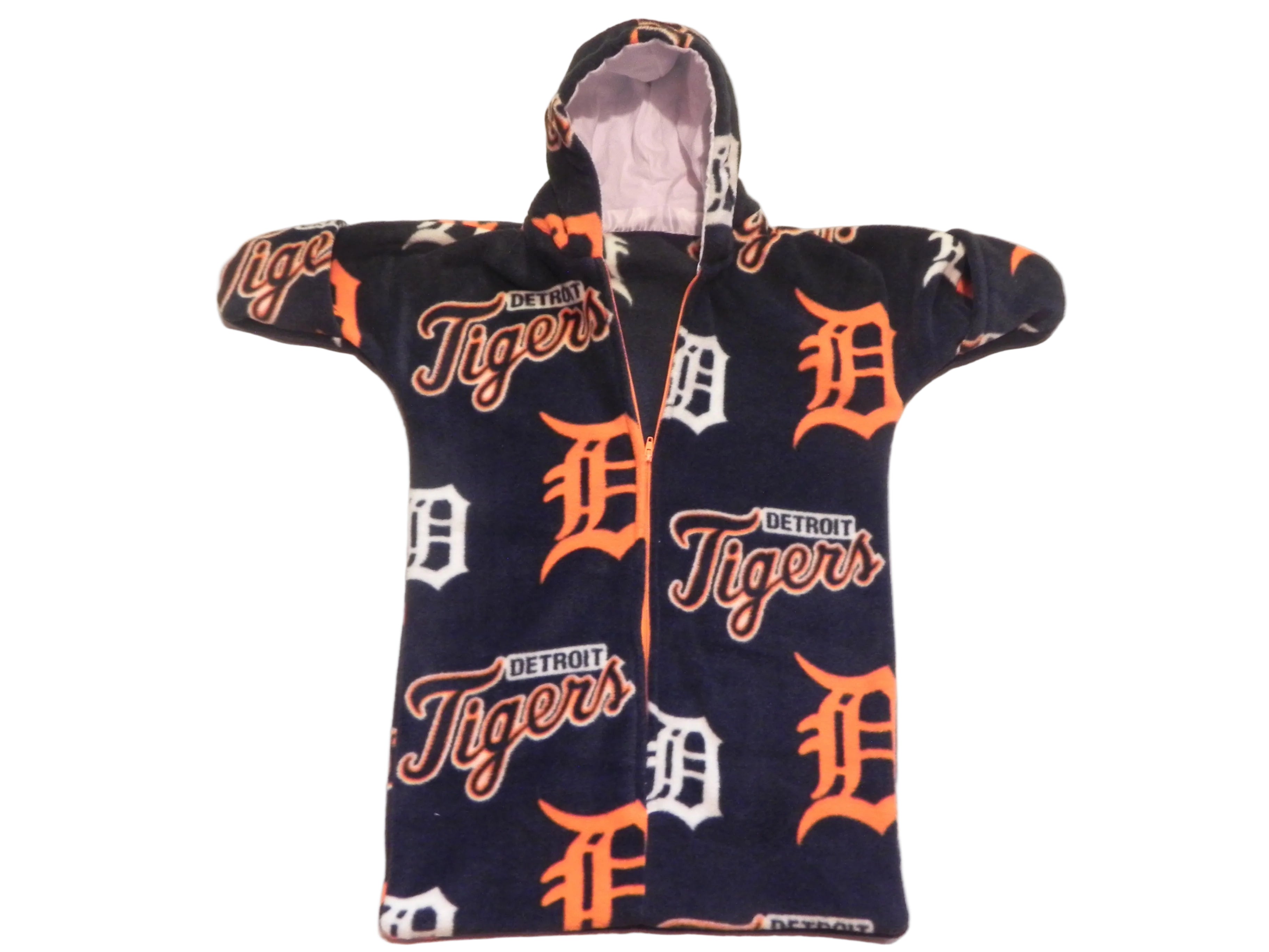 Handmade Detroit Tigers Printed Fleece Baby Bunting Coat 0-6M