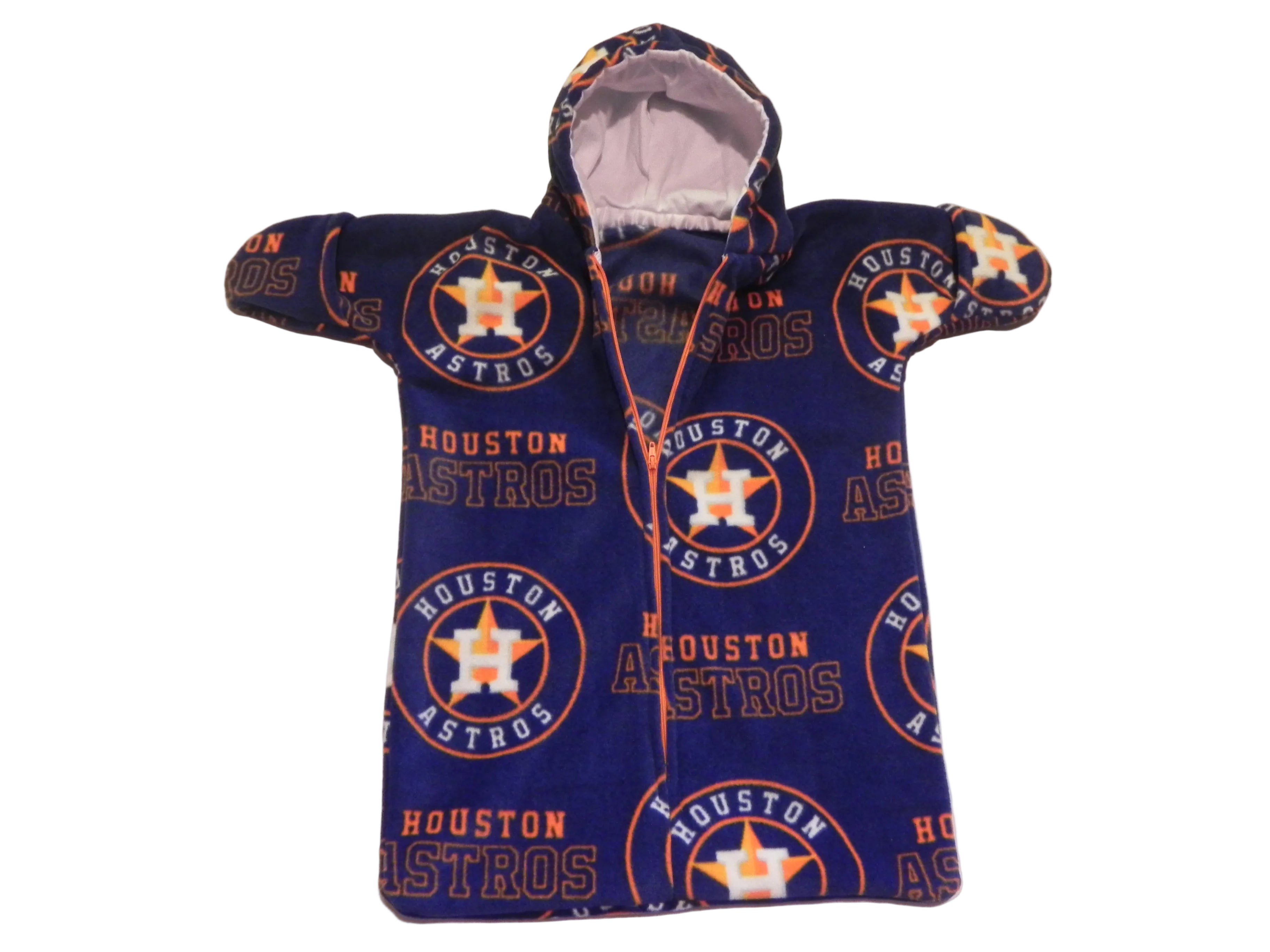 Handmade Houston Astros Printed Fleece Baby Bunting Coat 0-6M