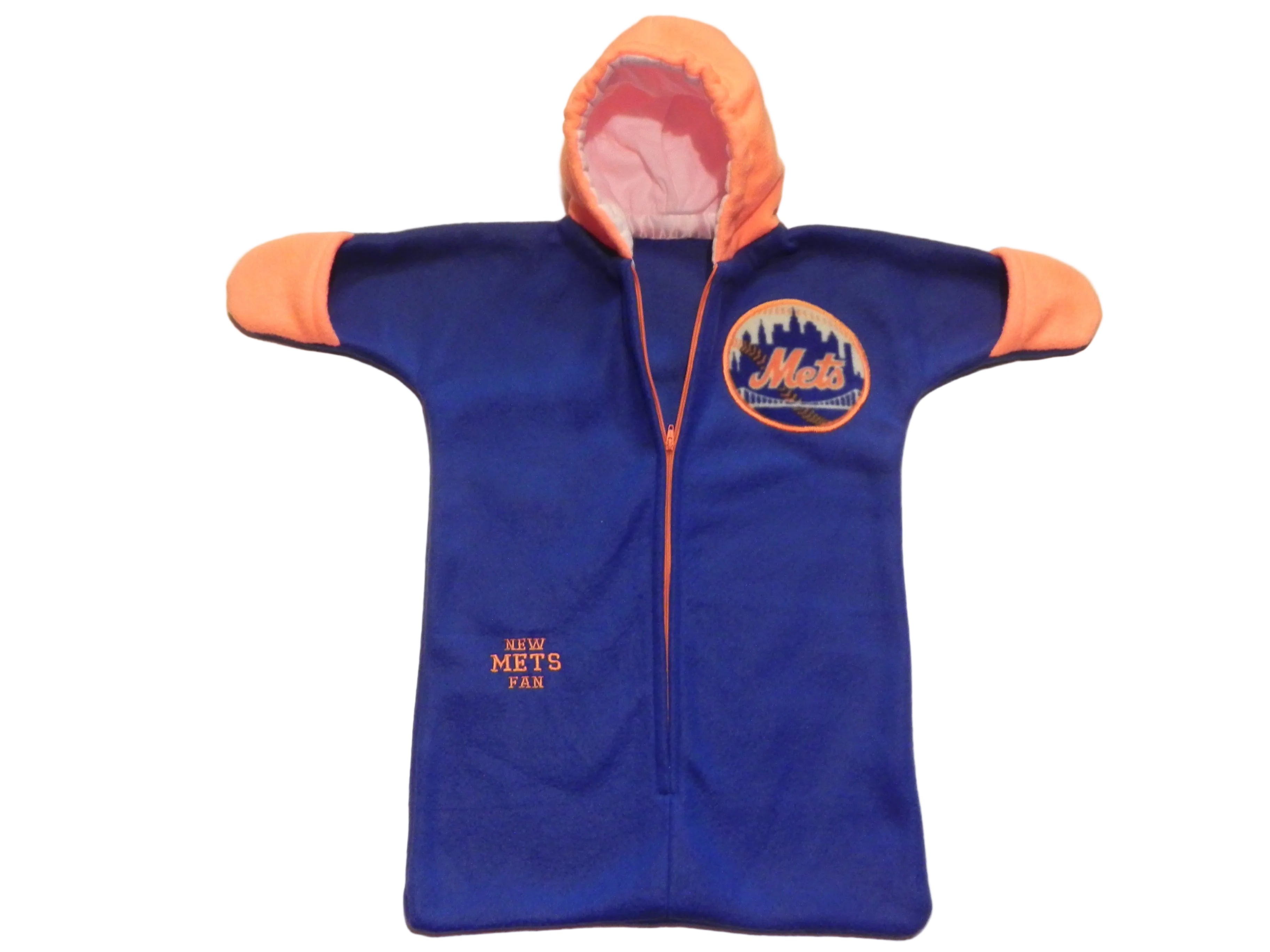 Handmade New York Mets Blue Fleece Baby Bunting Coat 0-6M