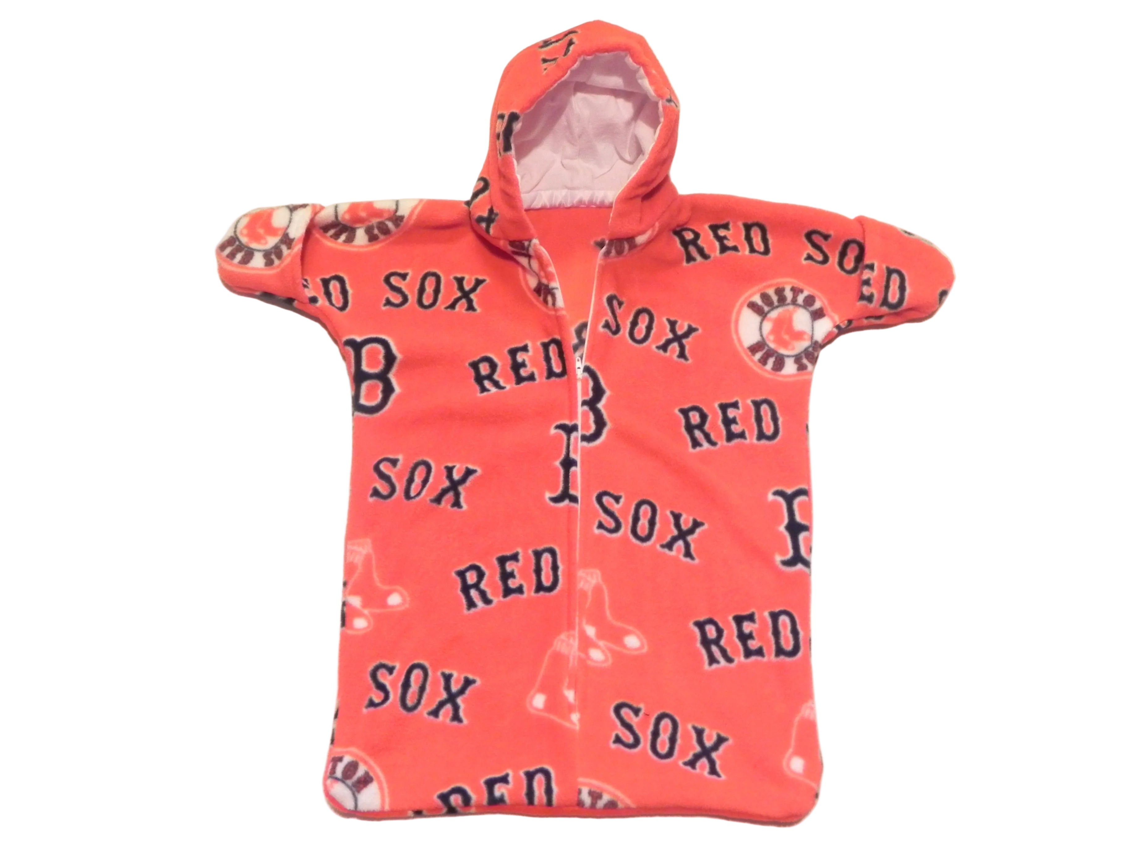 Handmade Boston Red Sox Printed Red Fleece Baby Bunting Coat 0-6M
