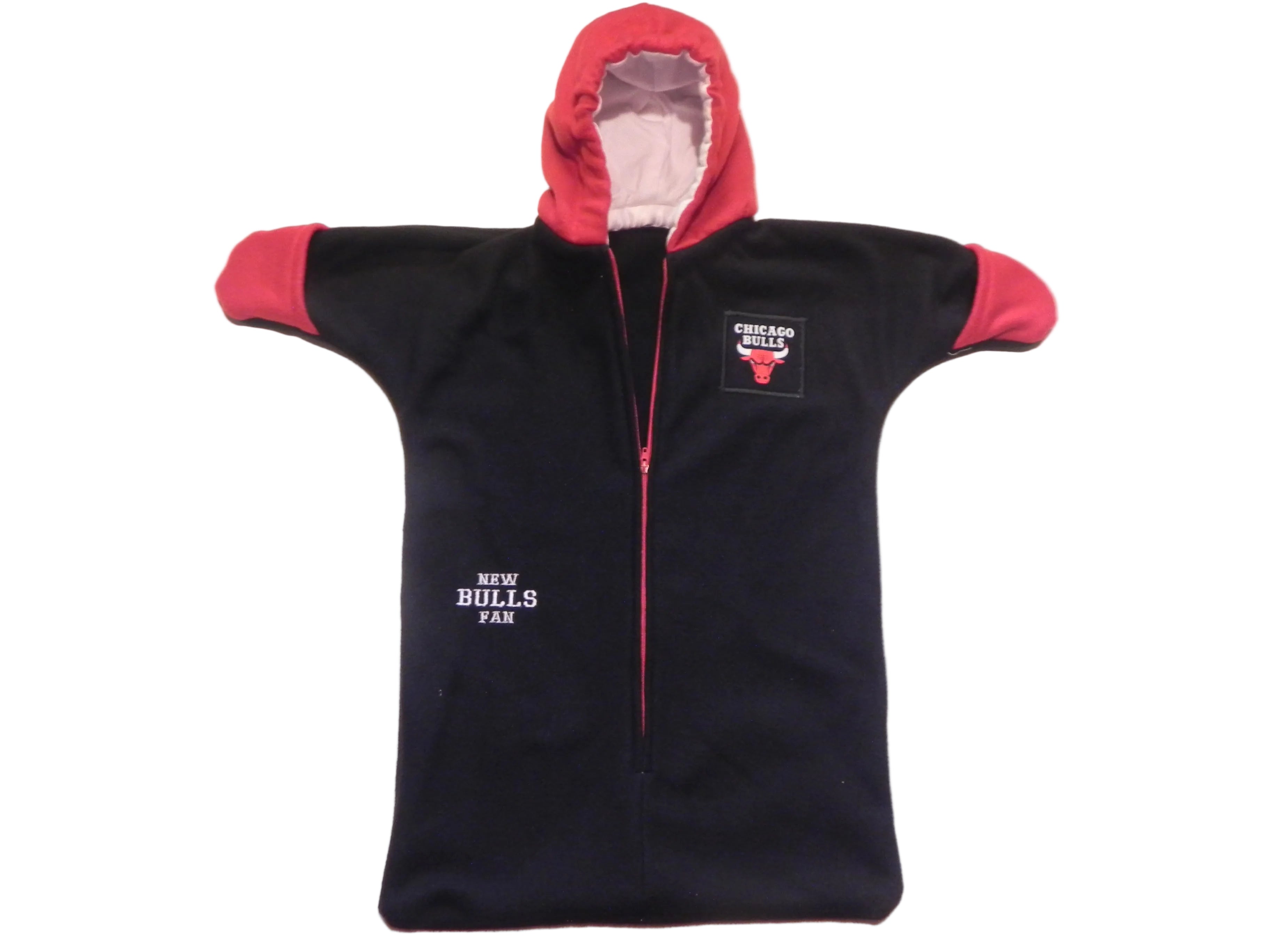 Handmade Chicago Bulls Black Fleece Baby Bunting Coat 0-6M