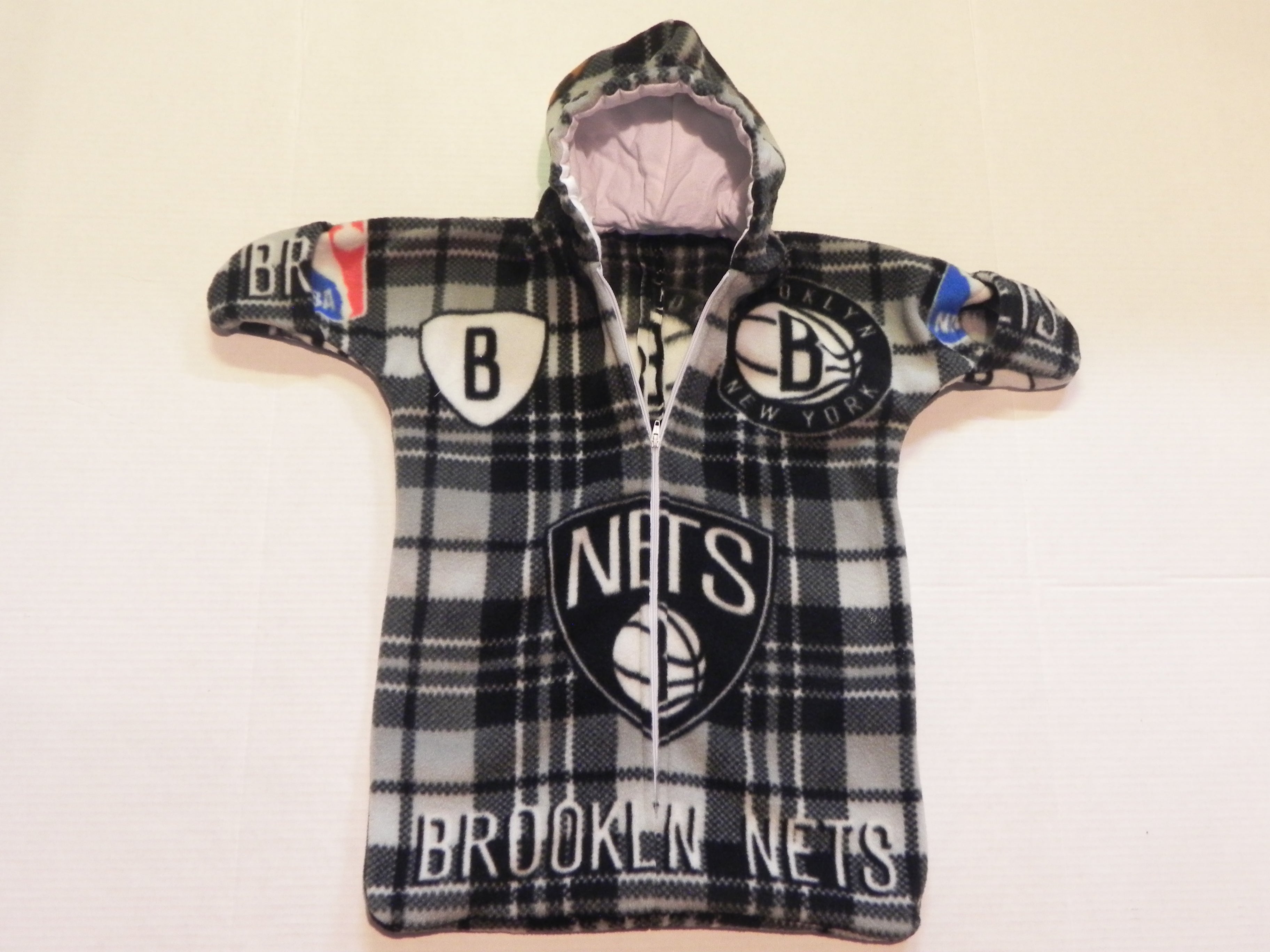 Handmade Brooklyn Nets Printed Fleece Baby Bunting Coat 0-6M