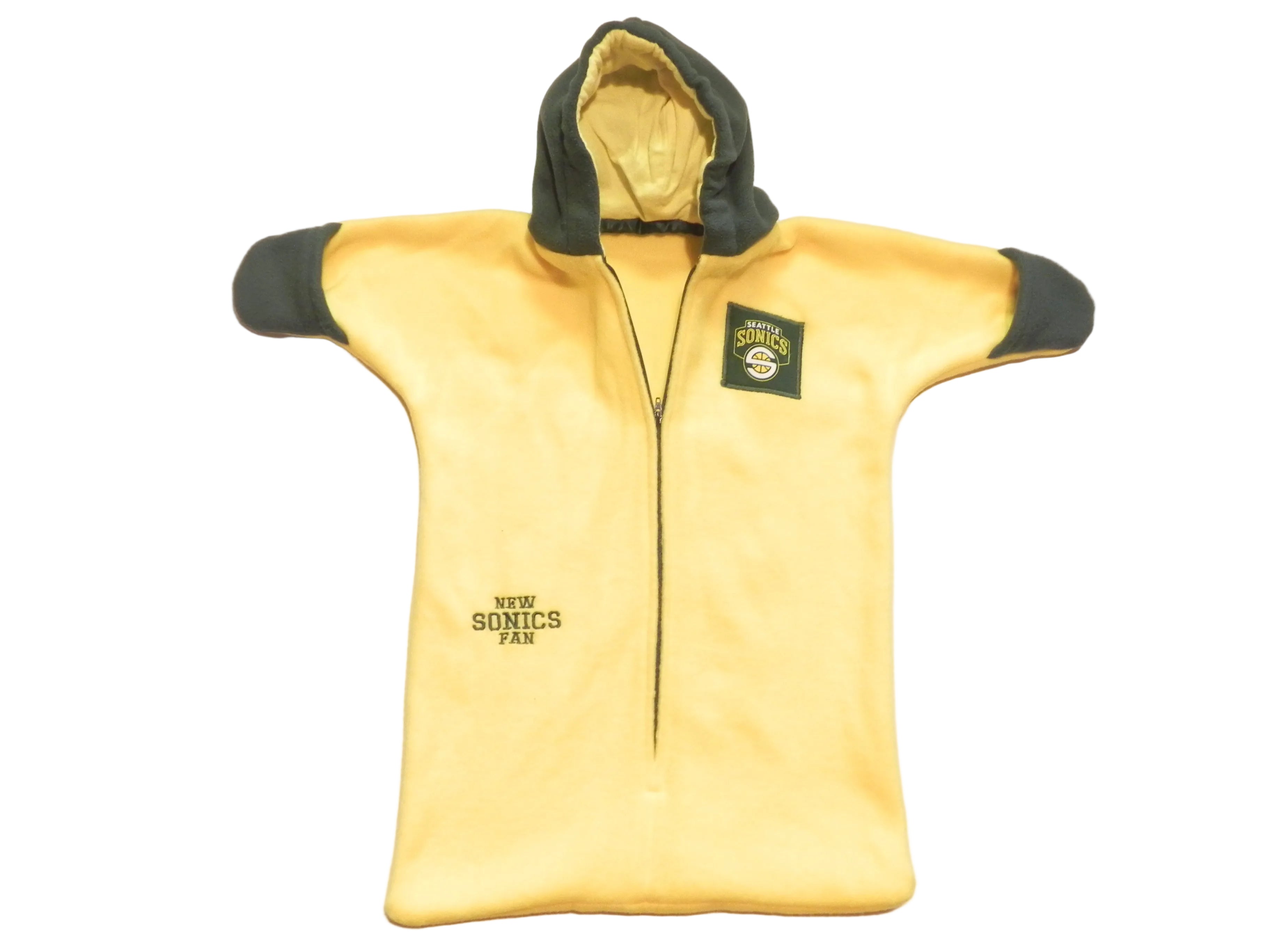 Handmade Seattle Sonics Yellow Fleece Baby Bunting Coat 0-6M