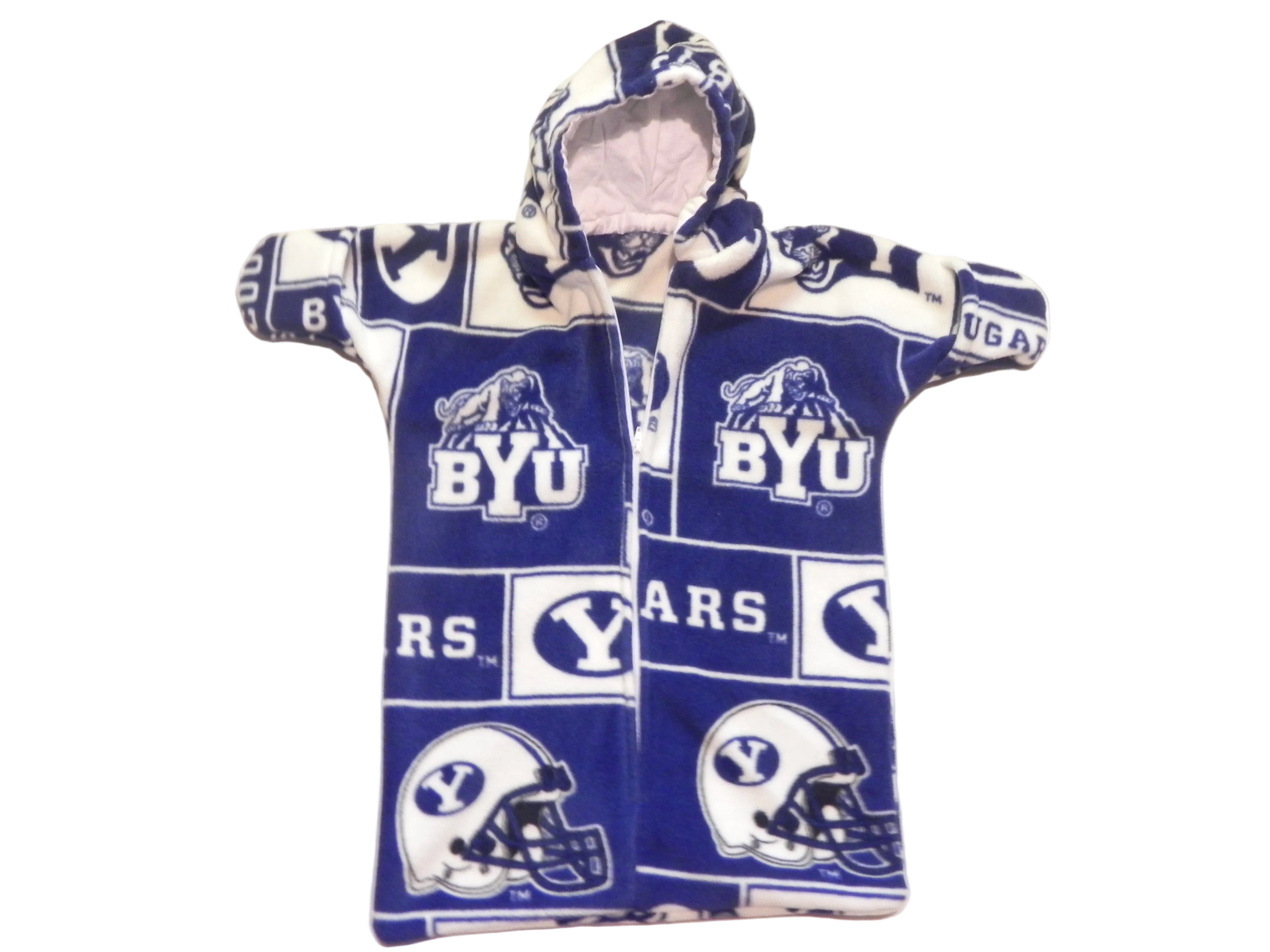 Handmade BYU Cougars Printed Fleece Baby Bunting Coat 0-6M