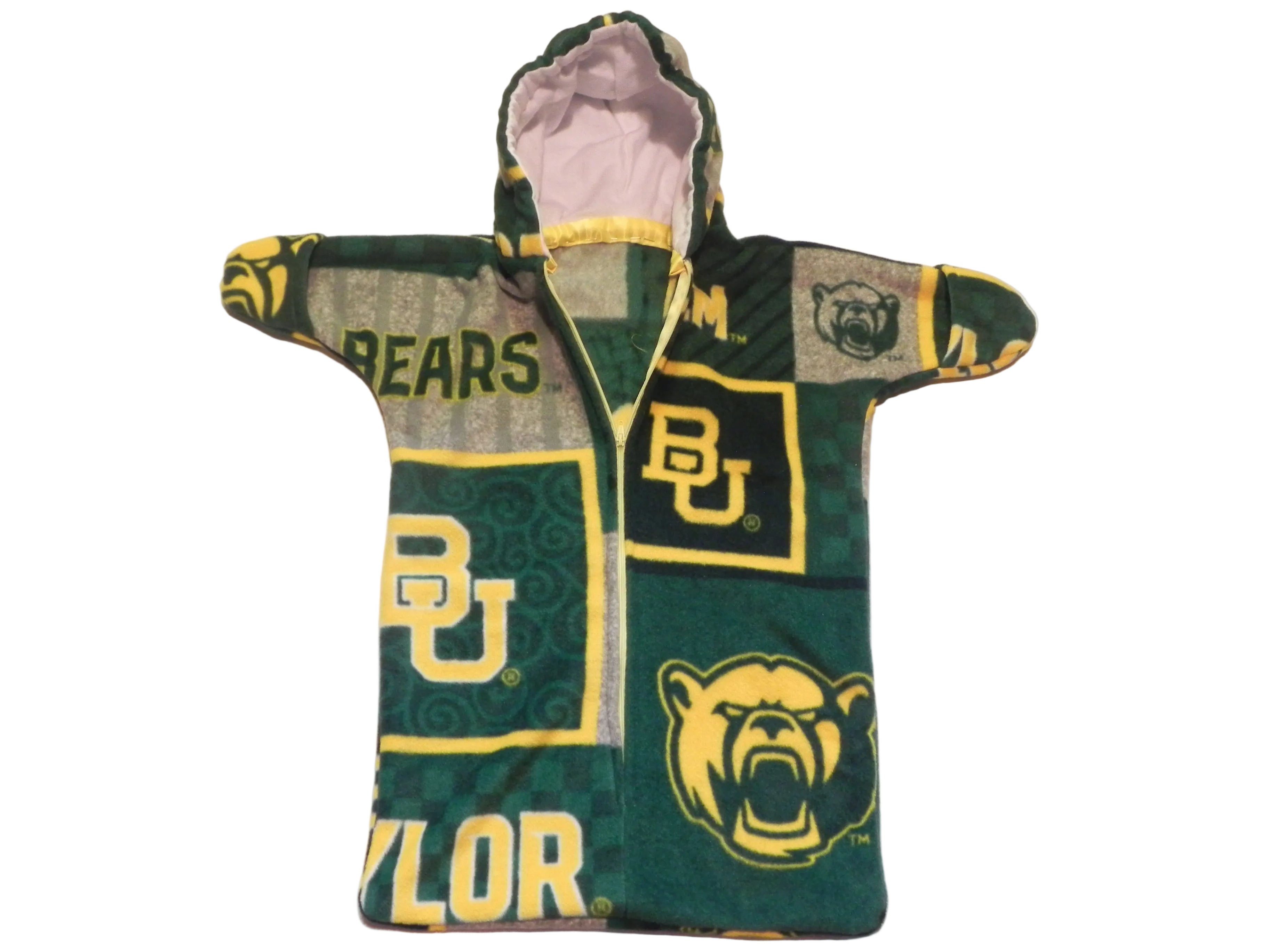 Handmade Baylor Bears Printed Fleece Baby Bunting Coat 0-6M