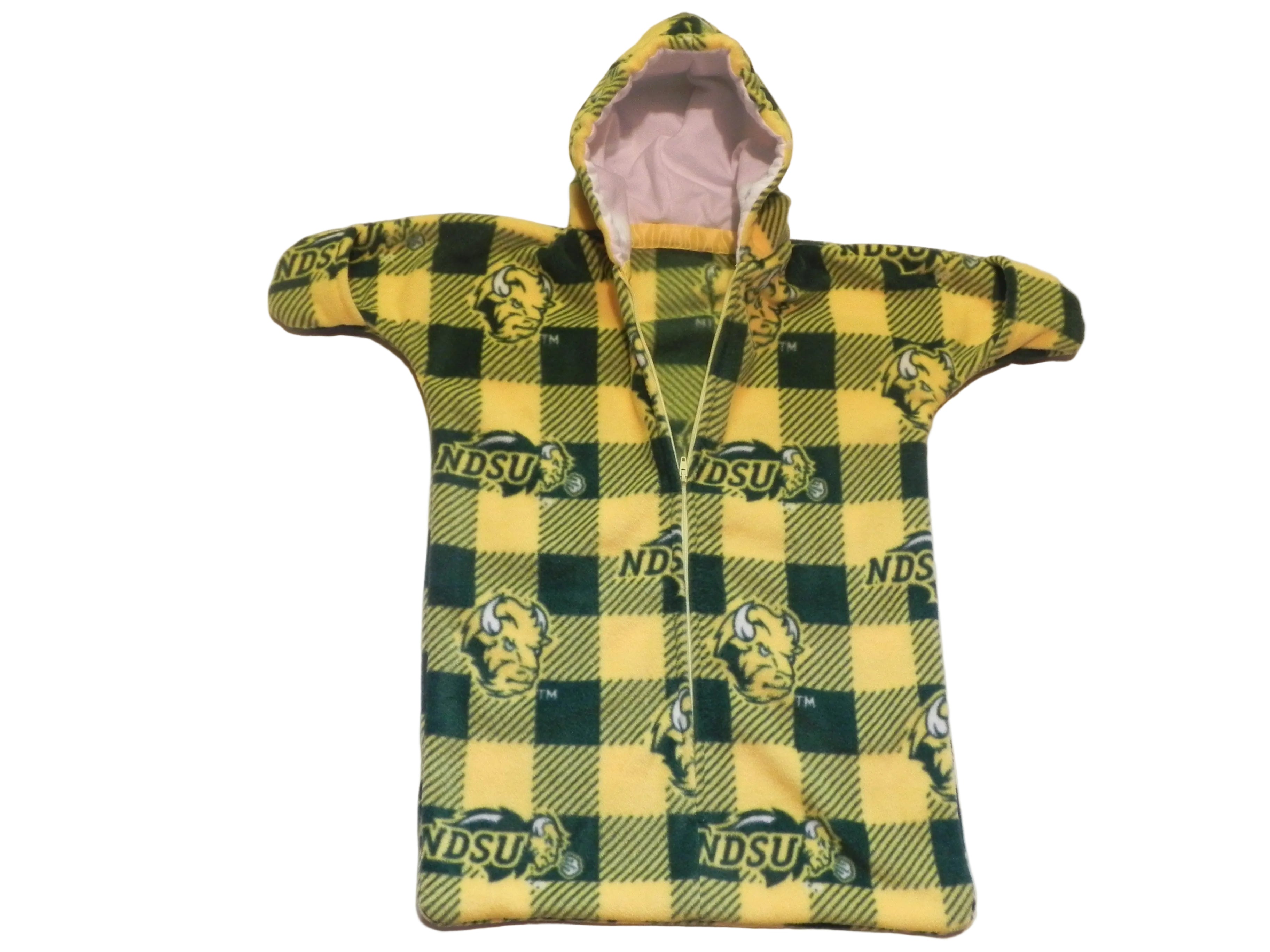 Handmade North Dakota Bison Printed Fleece Baby Bunting Coat 0-6M