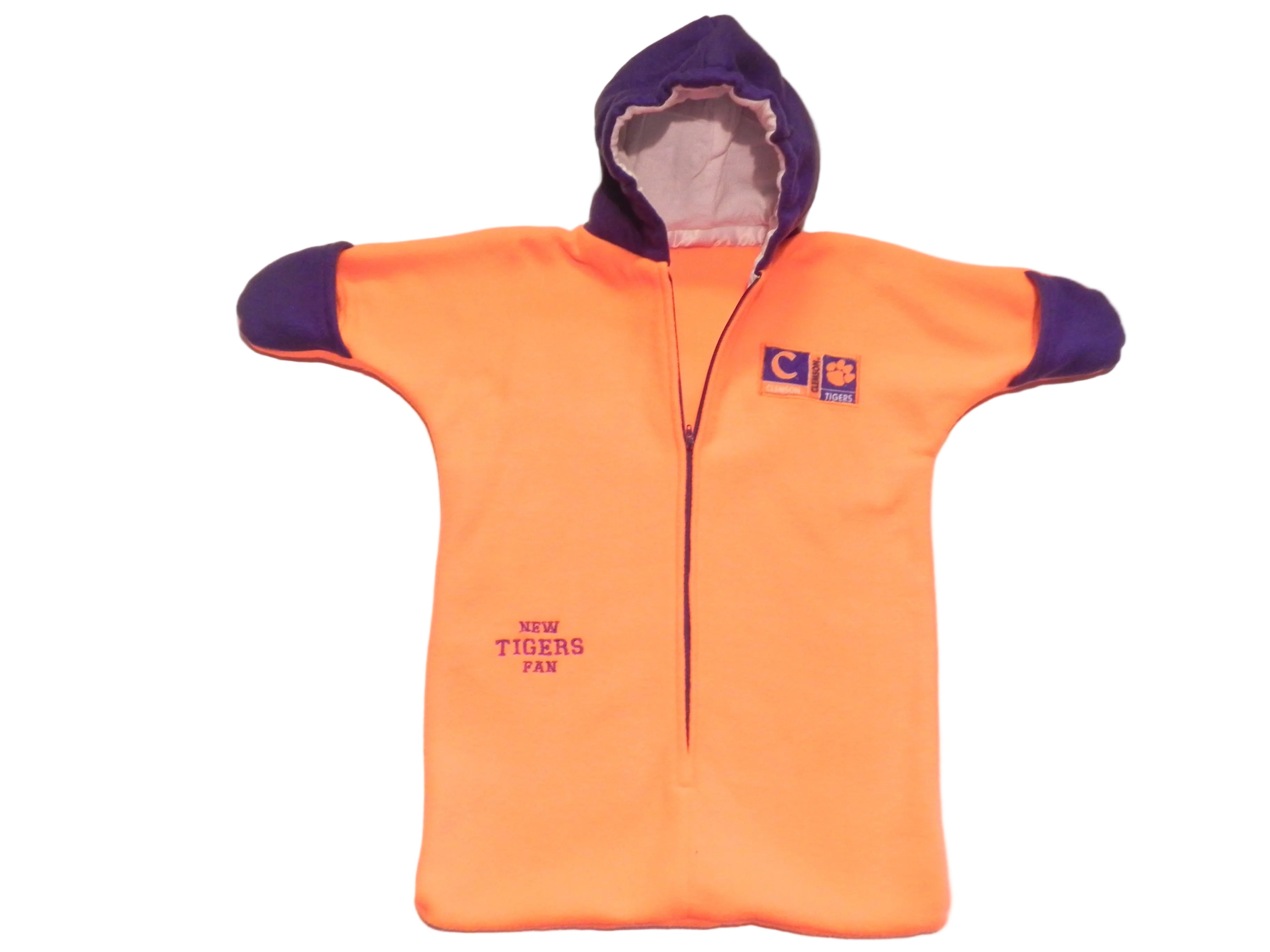 Handmade Clemson Tigers Orange Fleece Baby Bunting Coat 0-6M