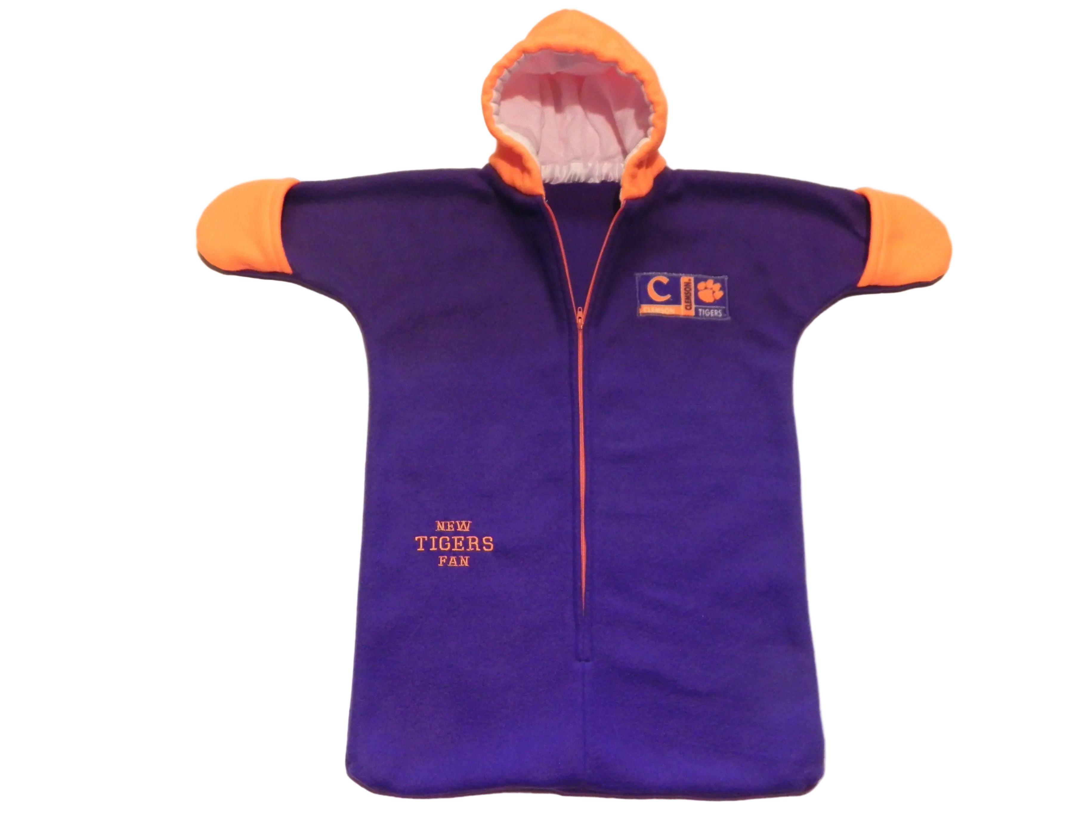 Handmade Clemson Tigers Purple Fleece Baby Bunting Coat 0-6M