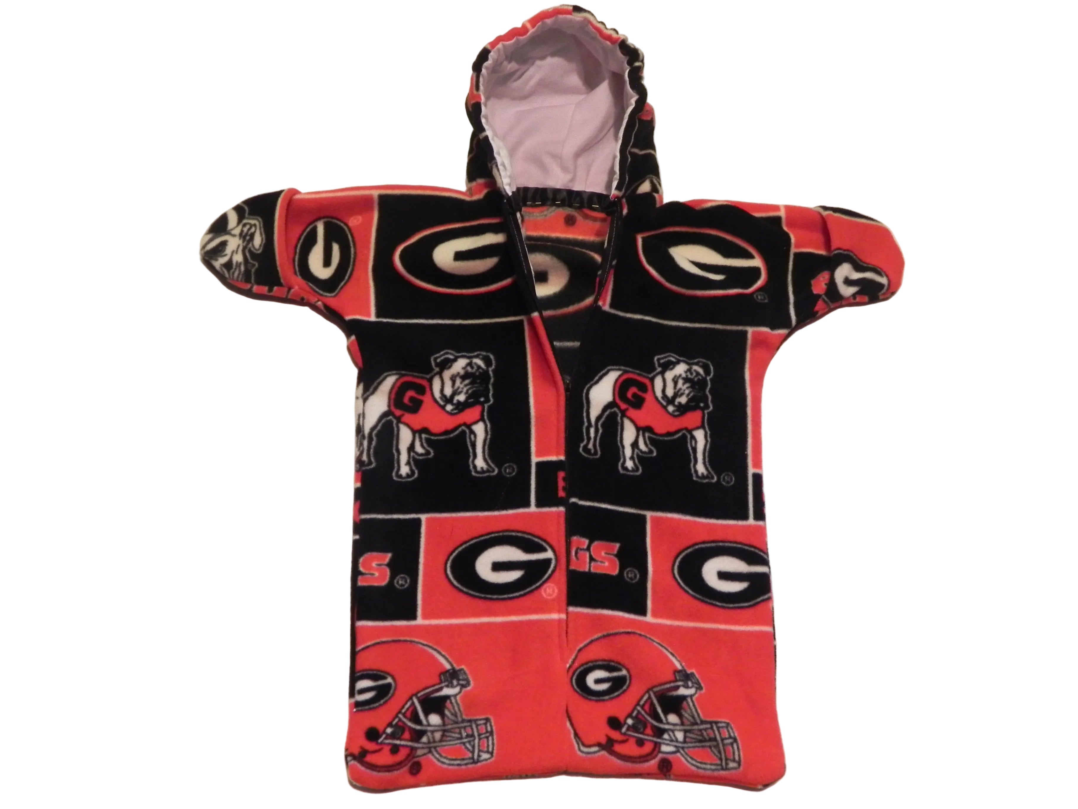 Handmade Georgia Bulldogs Printed Fleece Baby Bunting Coat 0-6M