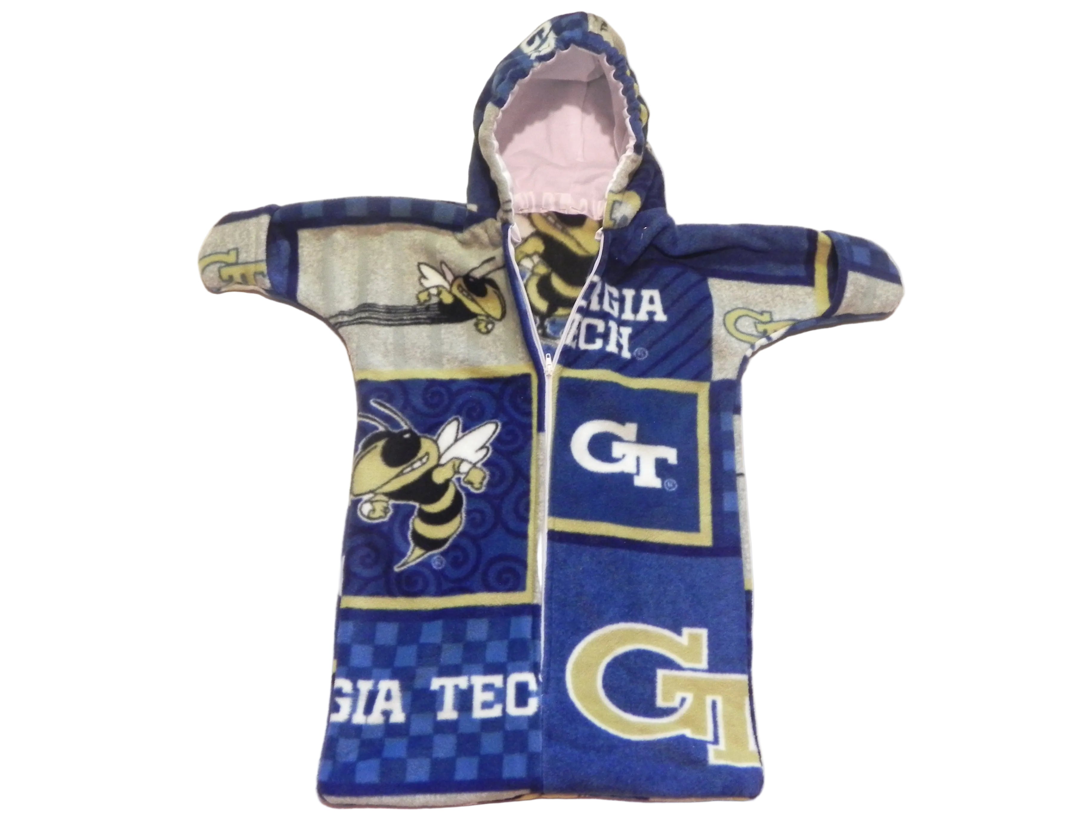 Handmade Georgia Tech Yellow Jackets Fleece Baby Bunting Coat 0-6M