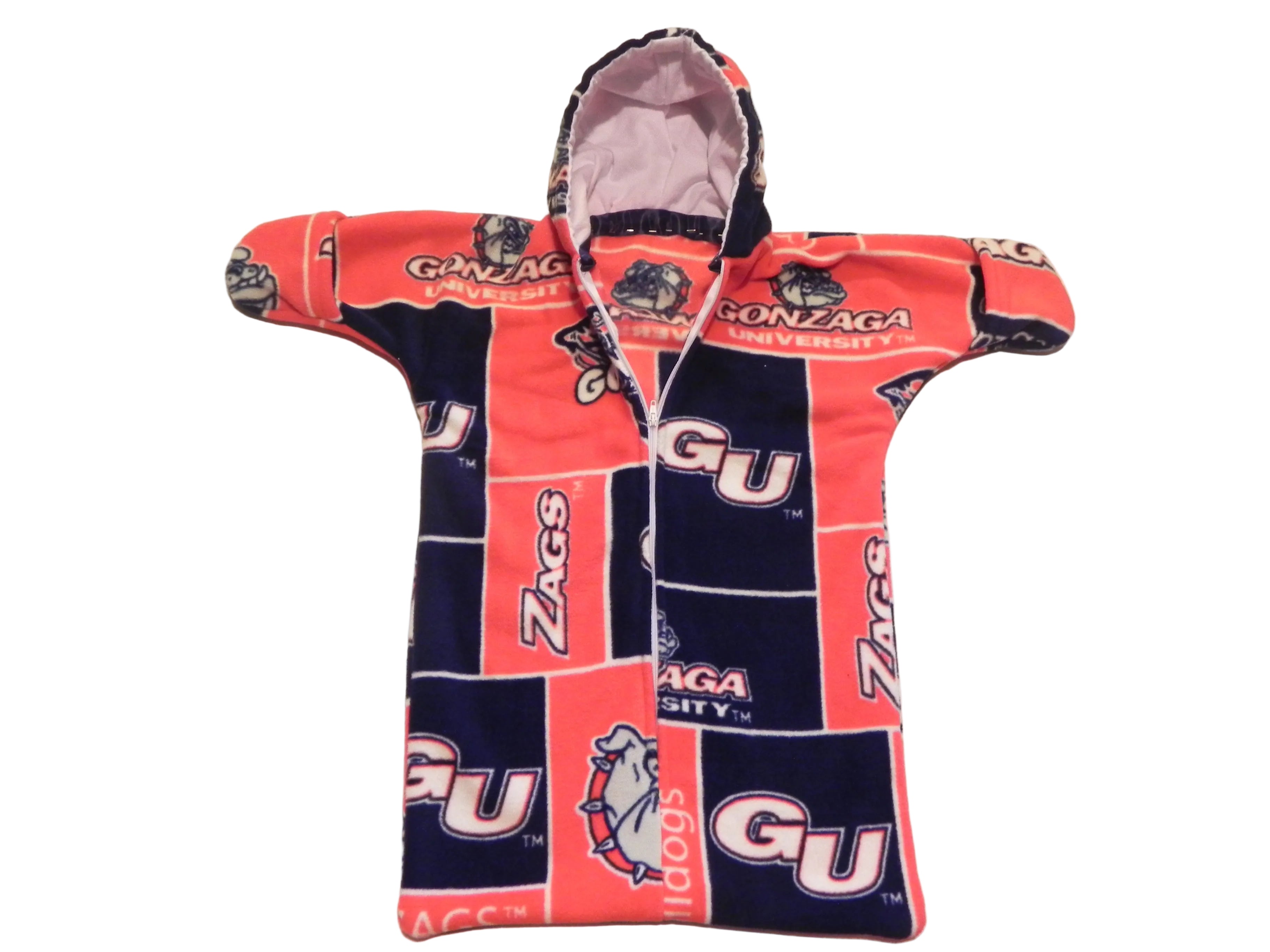 Handmade Gonzaga University Printed Fleece Baby Bunting Coat 0-6M