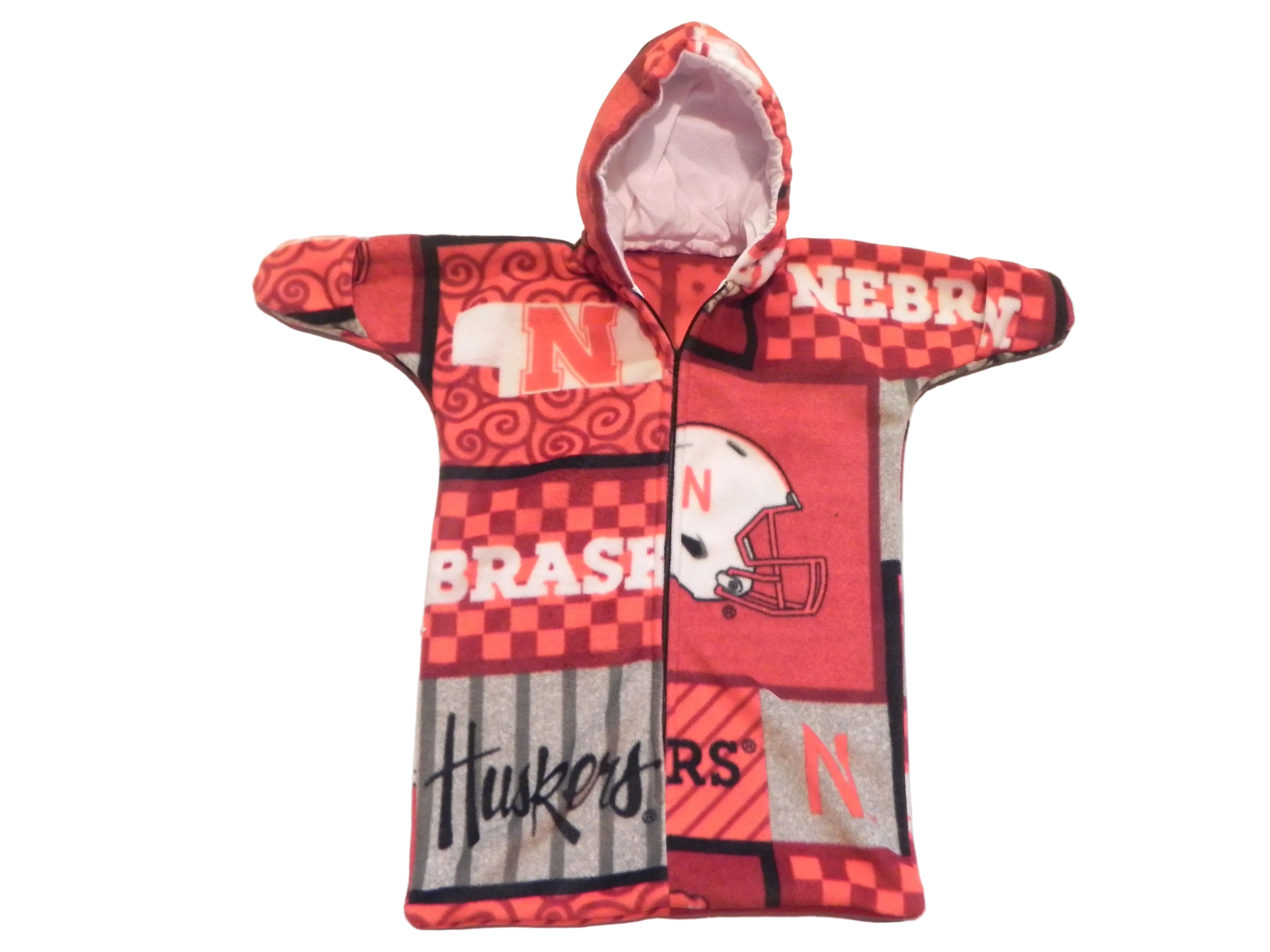 Handmade Nebraska Huskers Printed Fleece Baby Bunting Coat 0-6M