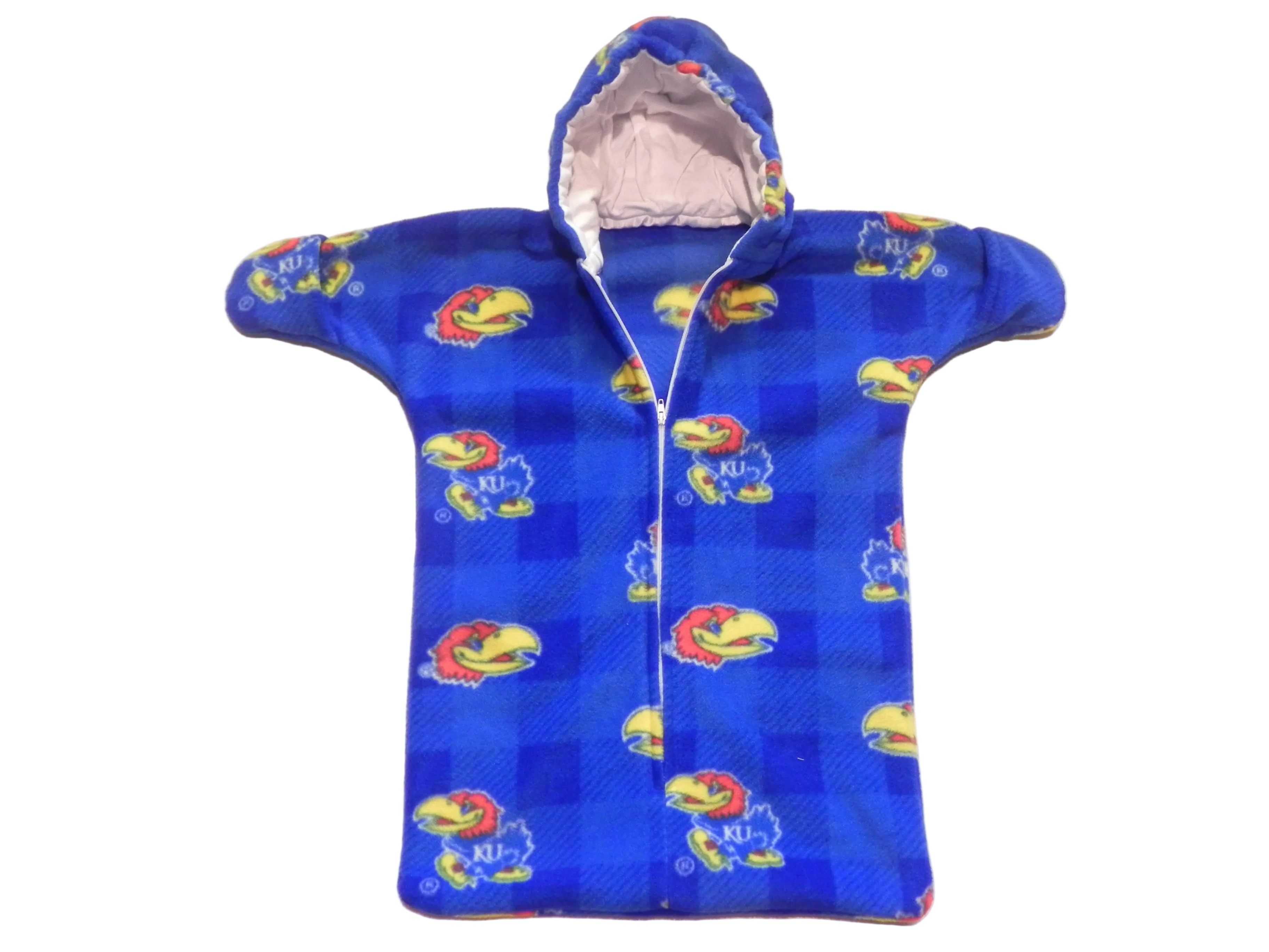 Handmade Kansas Jayhawks Printed Fleece Baby Bunting Coat 0-6M