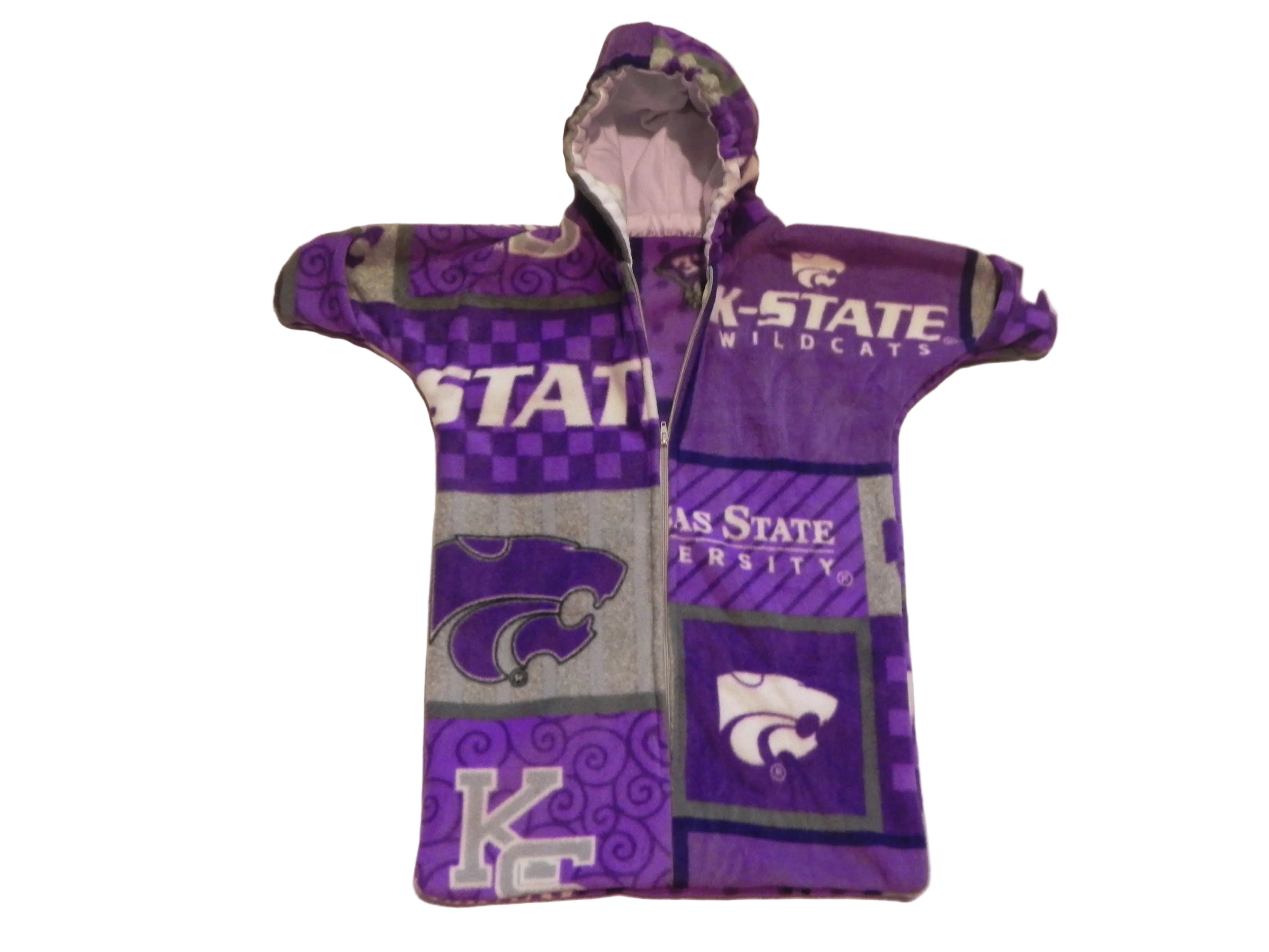 Handmade Kansas State Wildcats Printed Fleece Baby Bunting Coat 0-6M