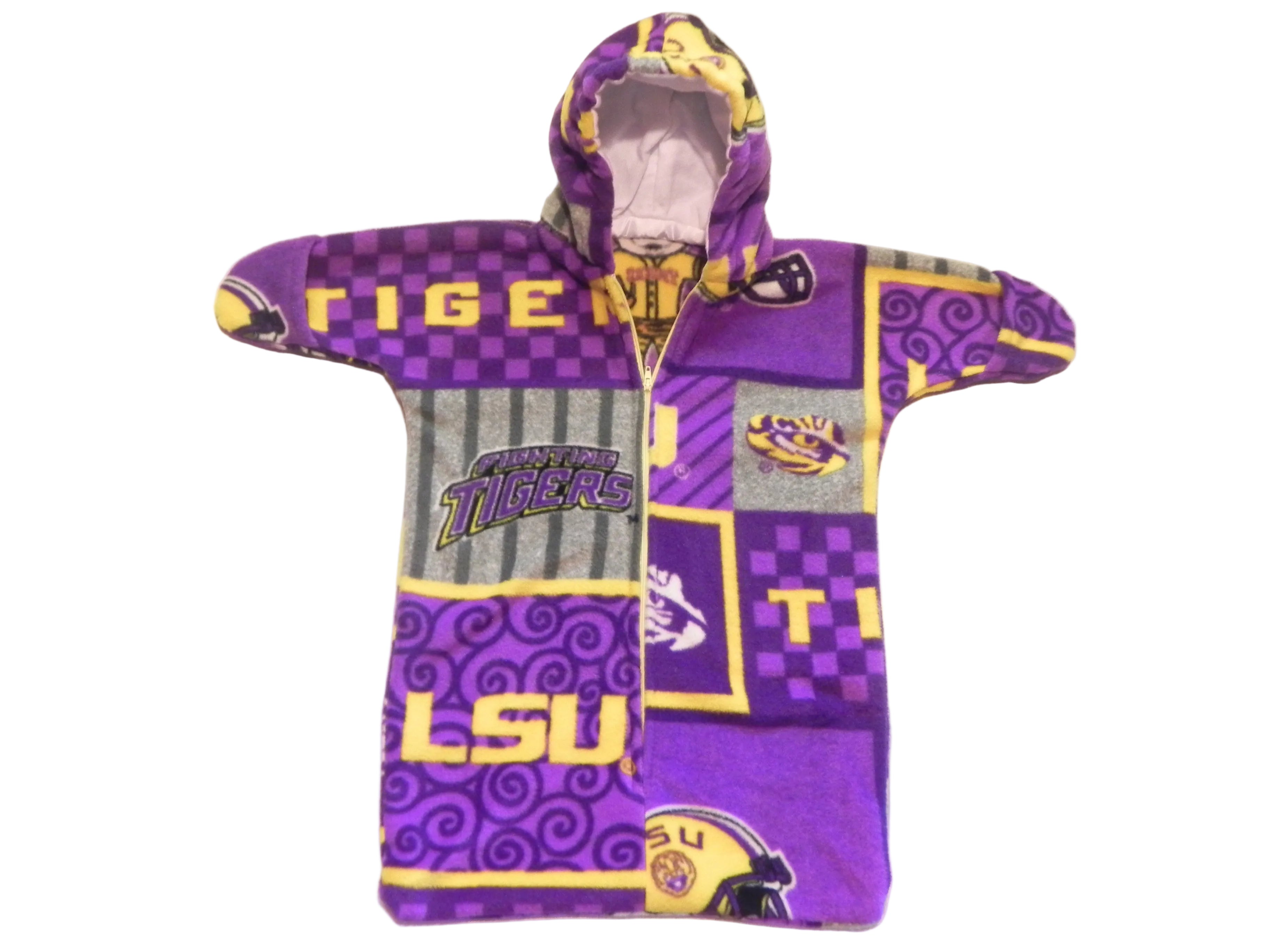 Handmade LSU Tigers Printed Fleece Baby Bunting Coat 0-6M
