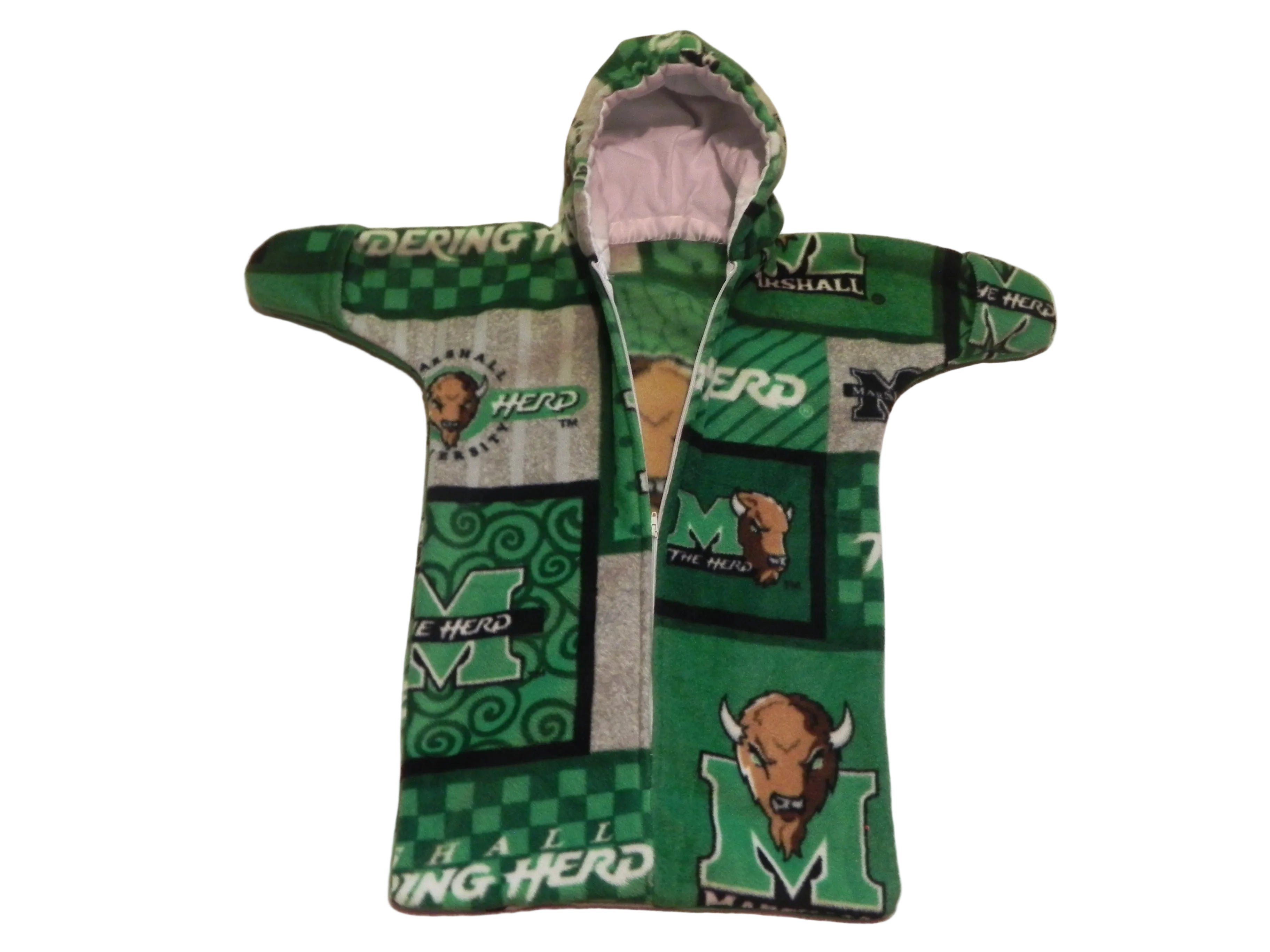 Handmade Marshall Thundering Herd Printed Fleece Baby Bunting 0-6M