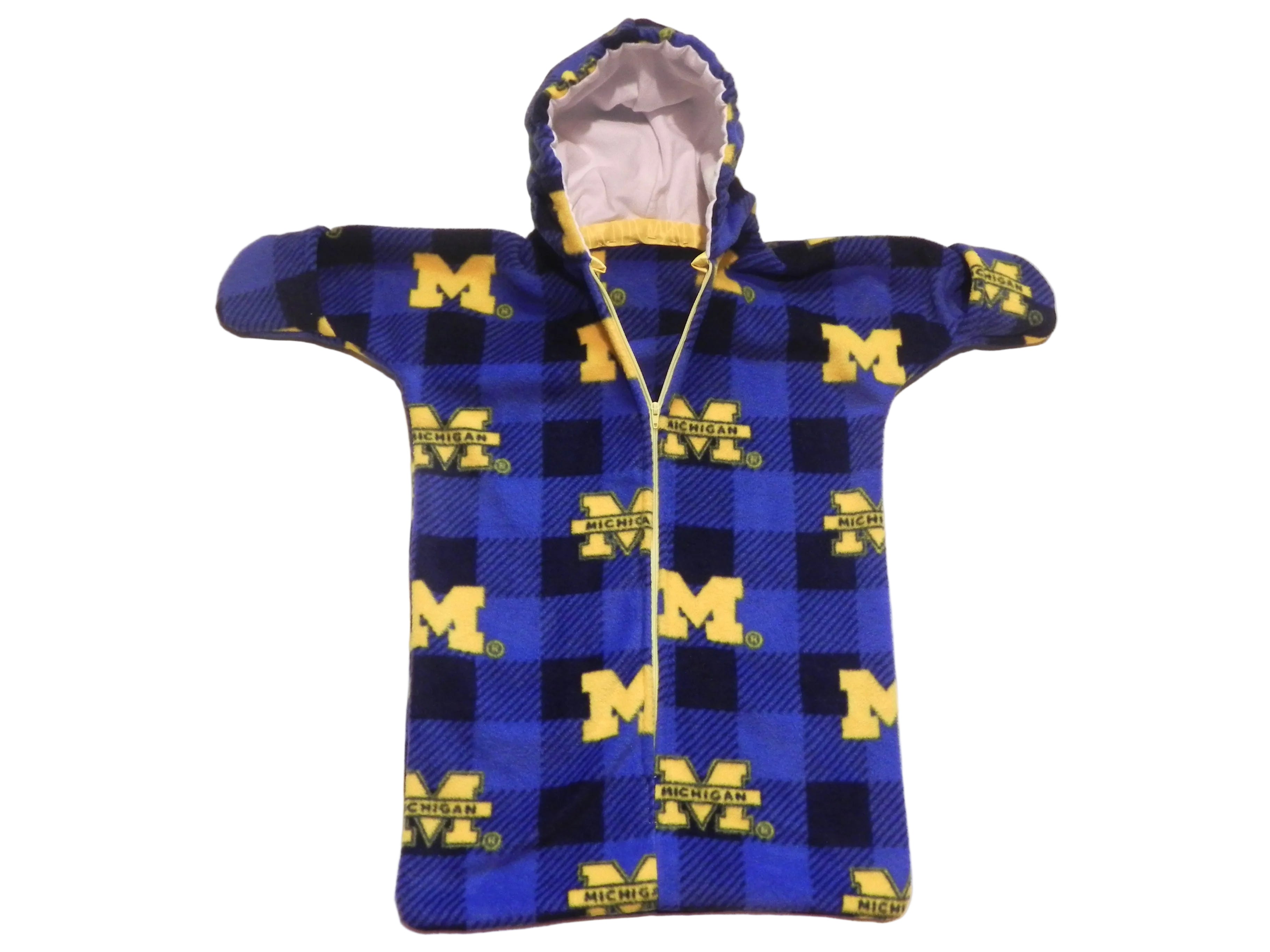 Handmade Michigan Wolverines Printed Fleece Baby Bunting Coat 0-6M