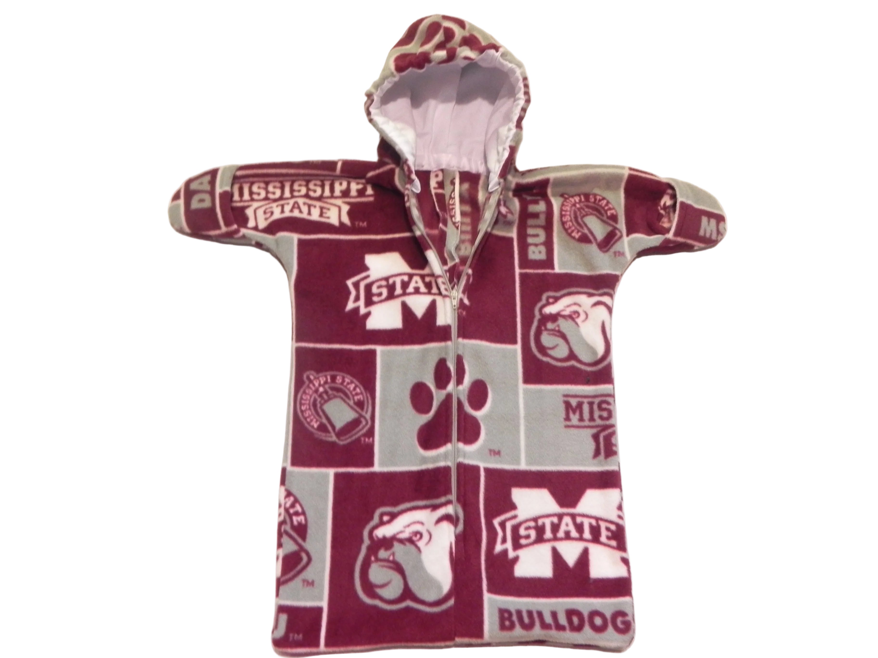 Handmade Mississippi Bulldogs Printed Fleece Baby Bunting Coat 0-6M