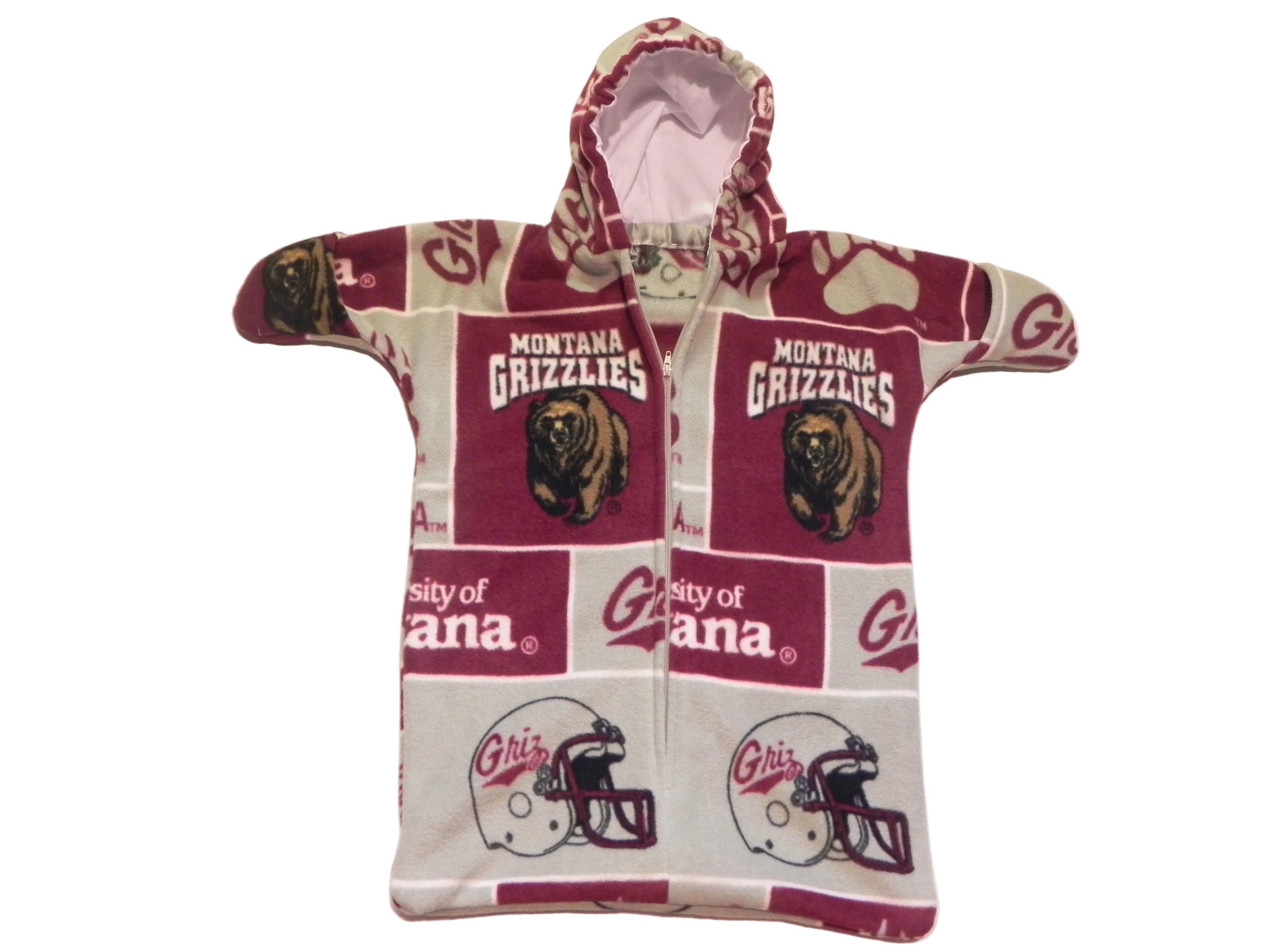 Handmade Montana Grizzlies Printed Fleece Baby Bunting Coat 0-6M
