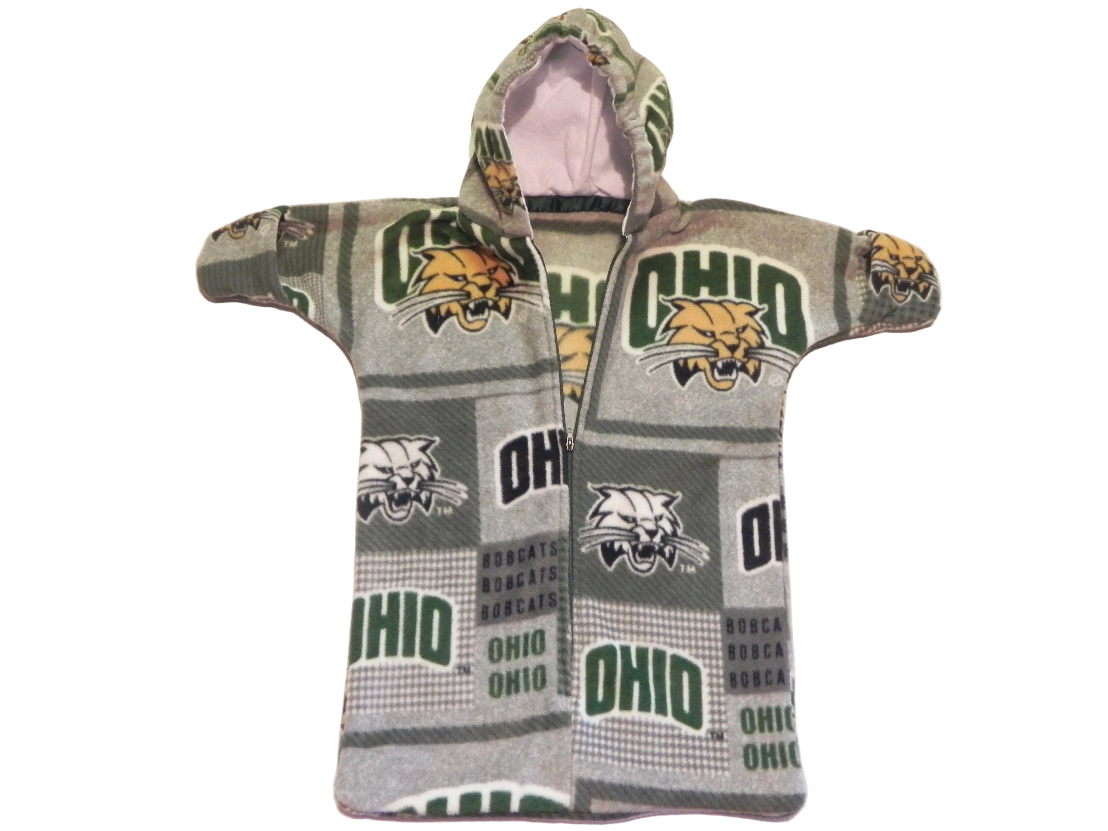 Handmade Ohio Bobcats Printed Fleece Baby Bunting Coat 0-6M