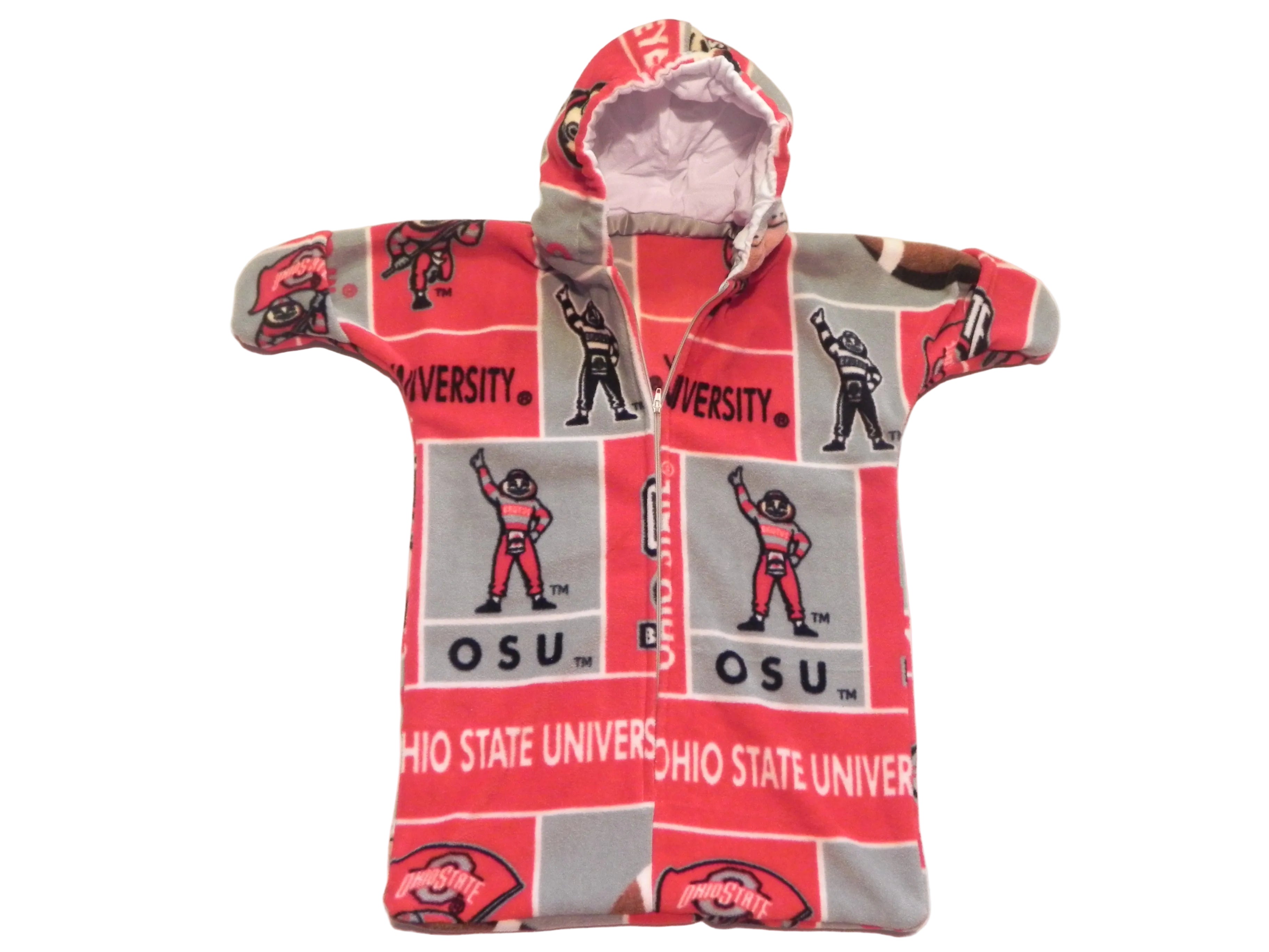 Handmade Ohio Buckeyes Printed Fleece Baby Bunting Coat 0-6M