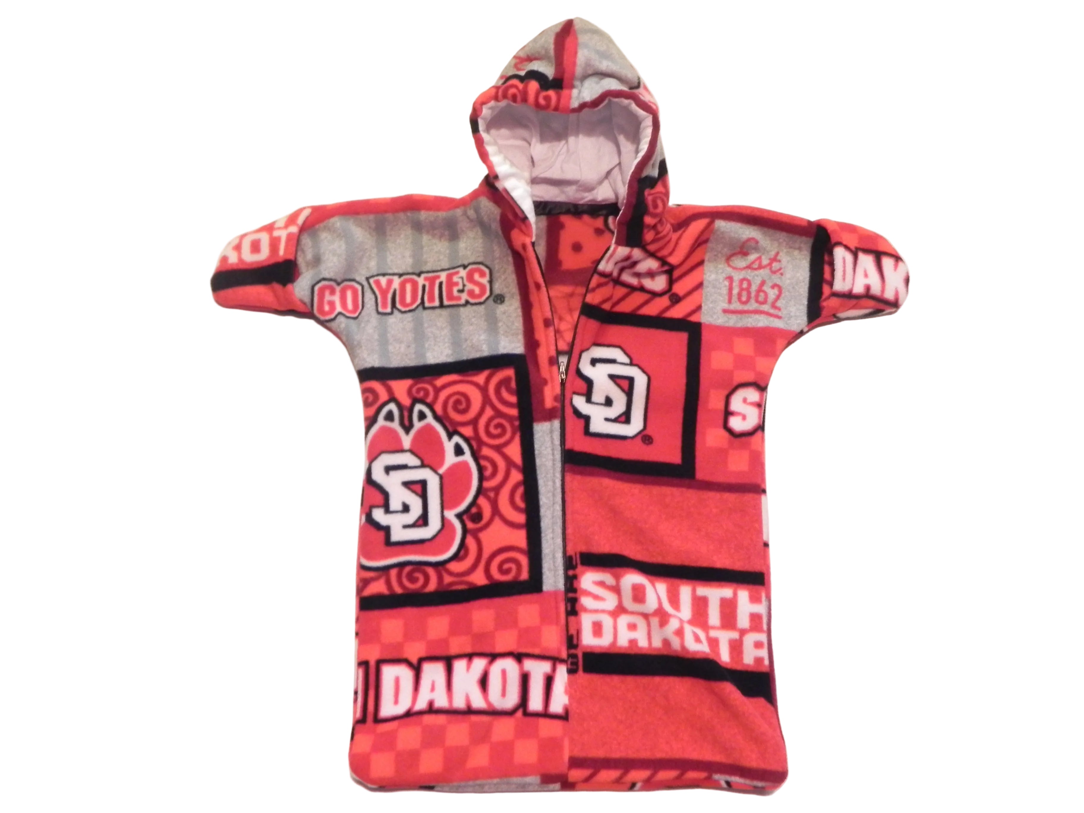 Handmade South Dakota Yotes Plaid Printed Fleece Baby Bunting Coat 0-6M