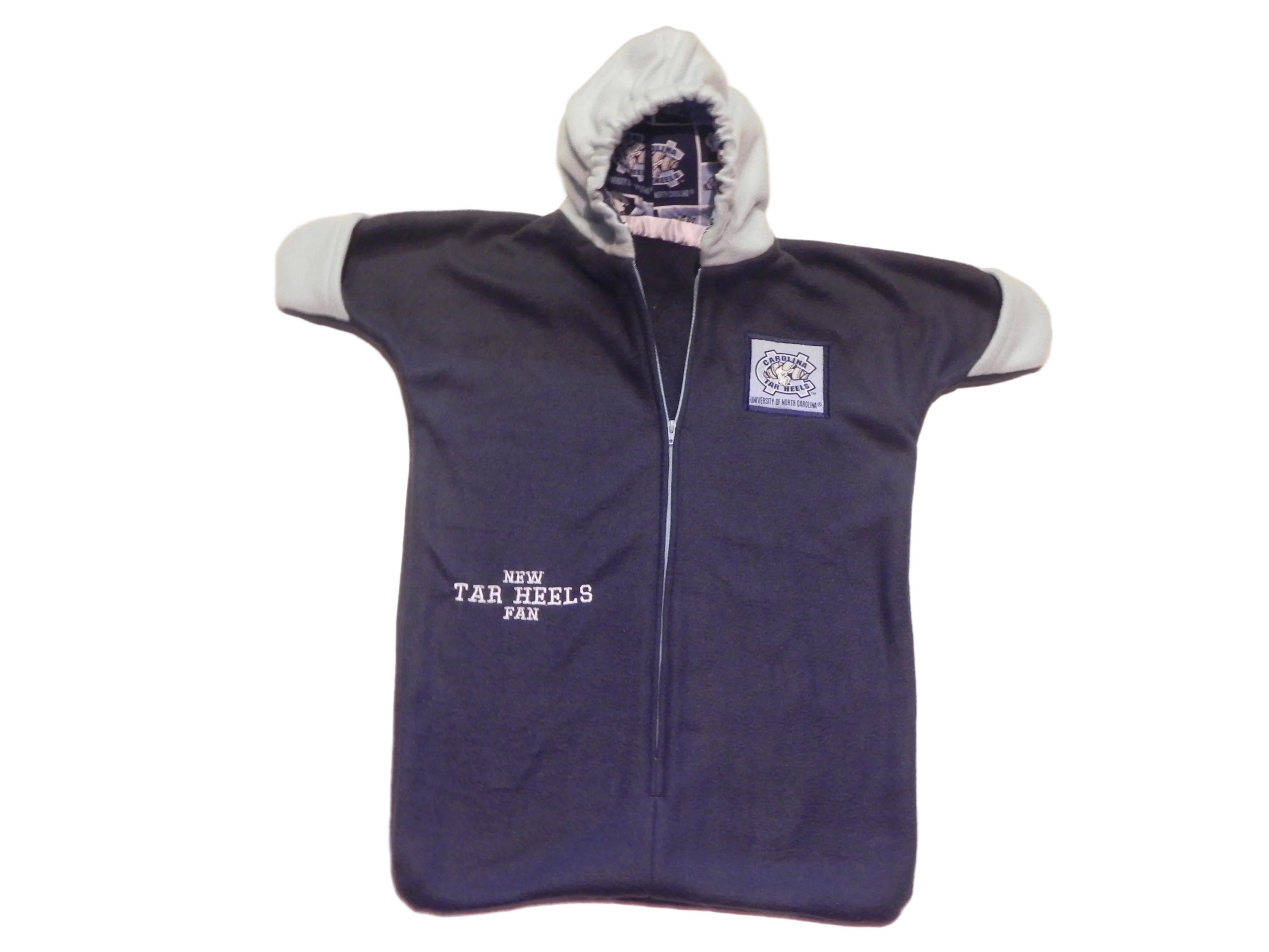 Handmade N. Carolina Tar Heels Navy Blue Fleece Baby Bunting Coat 0-6M