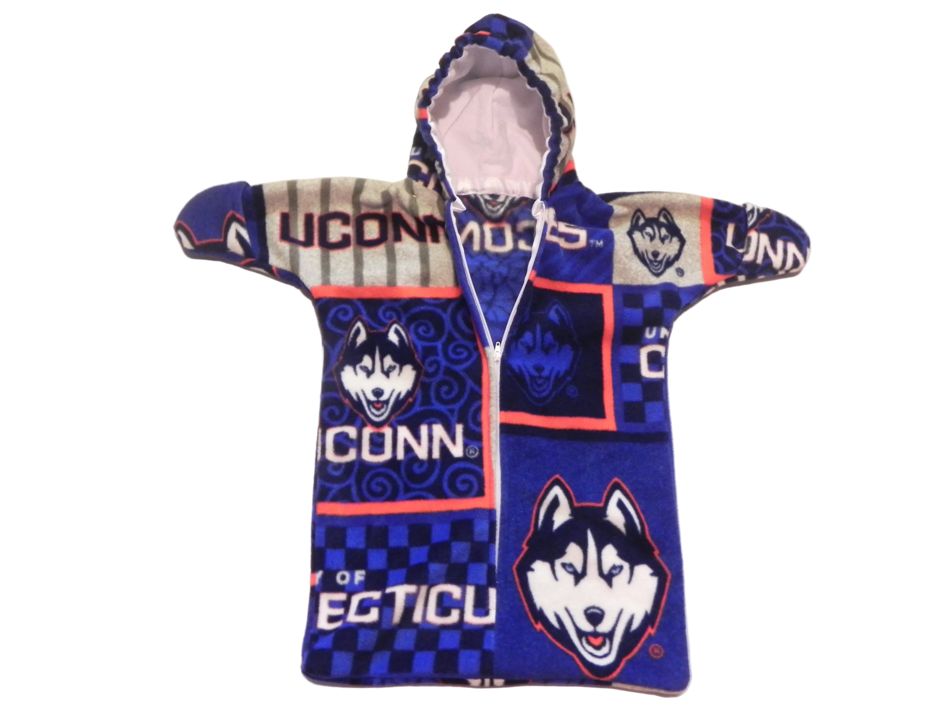 Handmade Uconn Huskies Printed Fleece Baby Bunting Coat 0-6M
