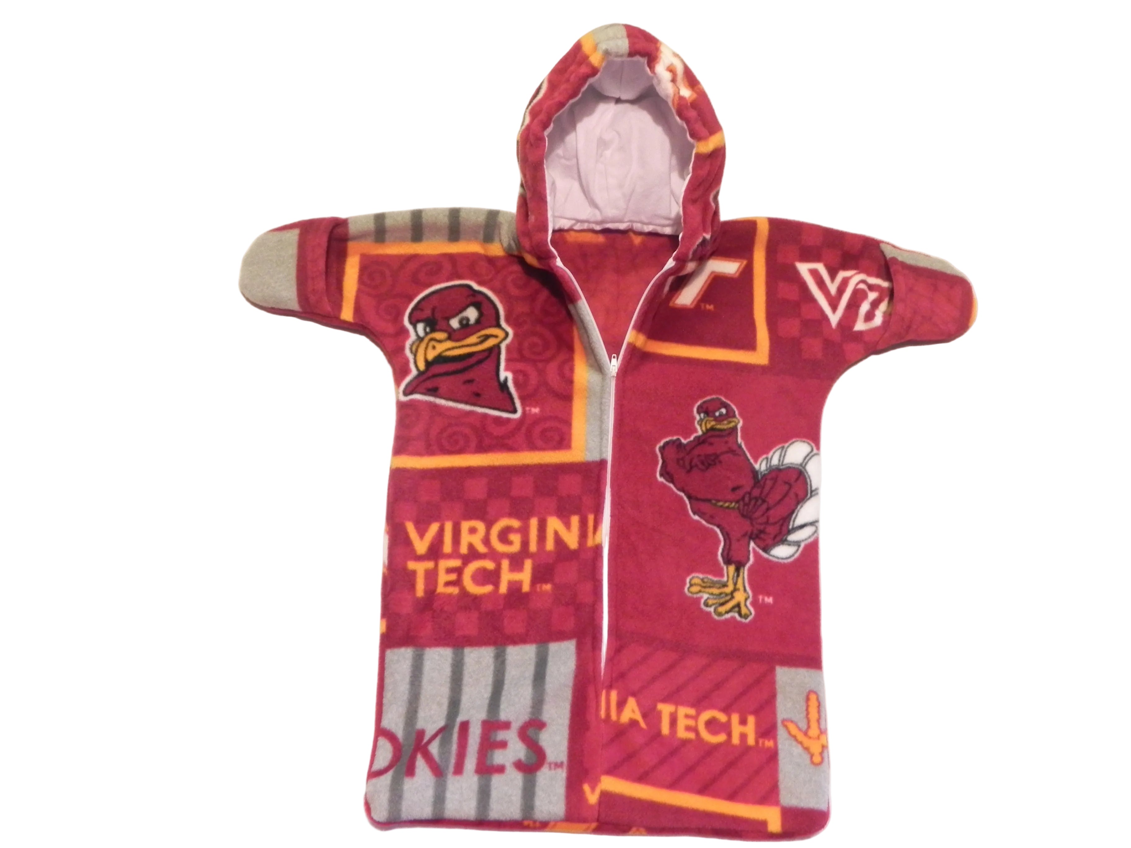 Handmade Virginia Tech Hokies Printed Fleece Baby Bunting Coat 0-6M