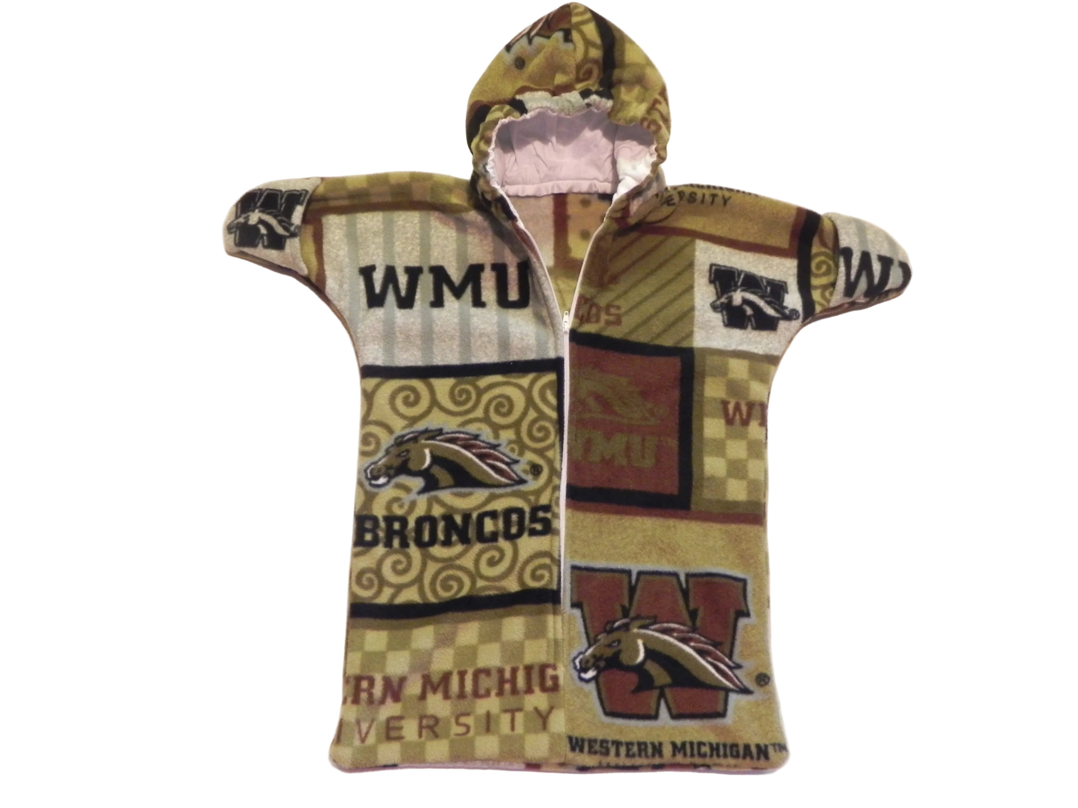 Handmade WMU Broncos Printed Fleece Baby Bunting Coat 0-6M