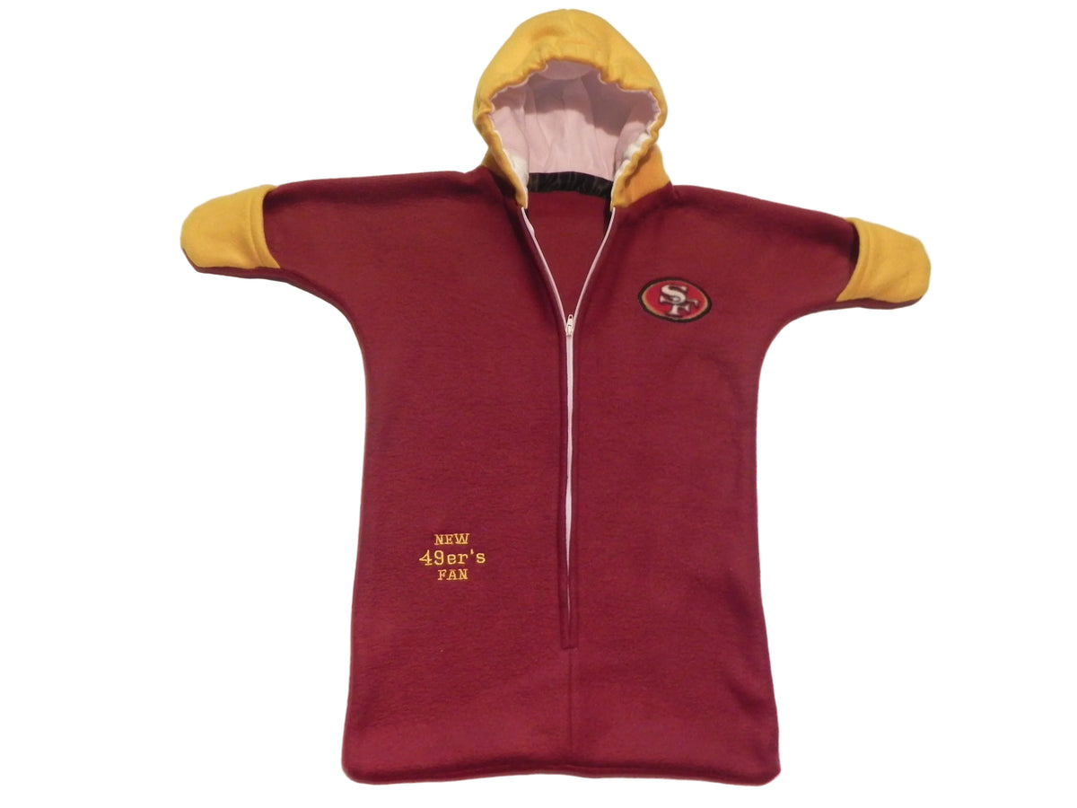 Handmade San Francisco 49ers Burgandy Fleece Baby Bunting Coat 0-6 Mo