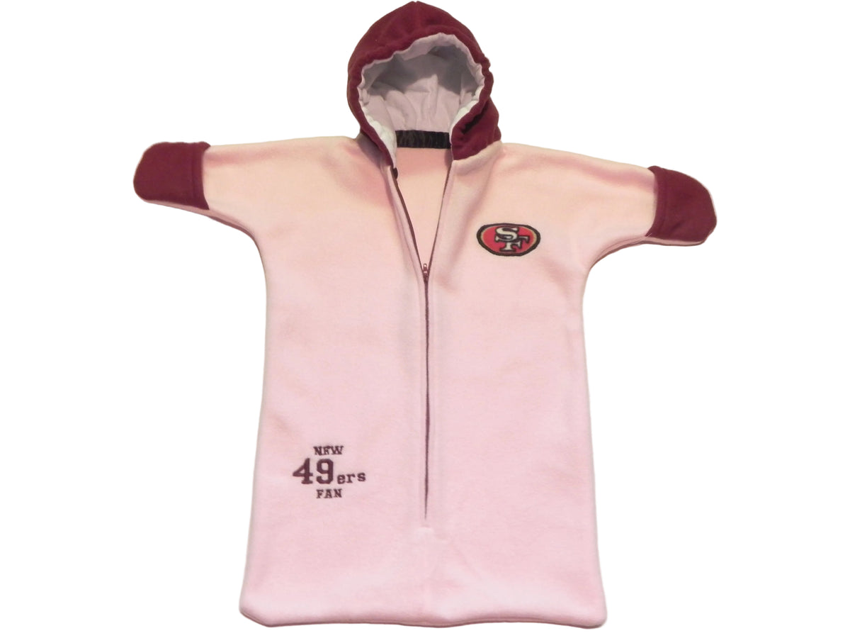Handmade Girls Pink San Francisco 49ers Fleece Baby Bunting Coat 0-6 Mo