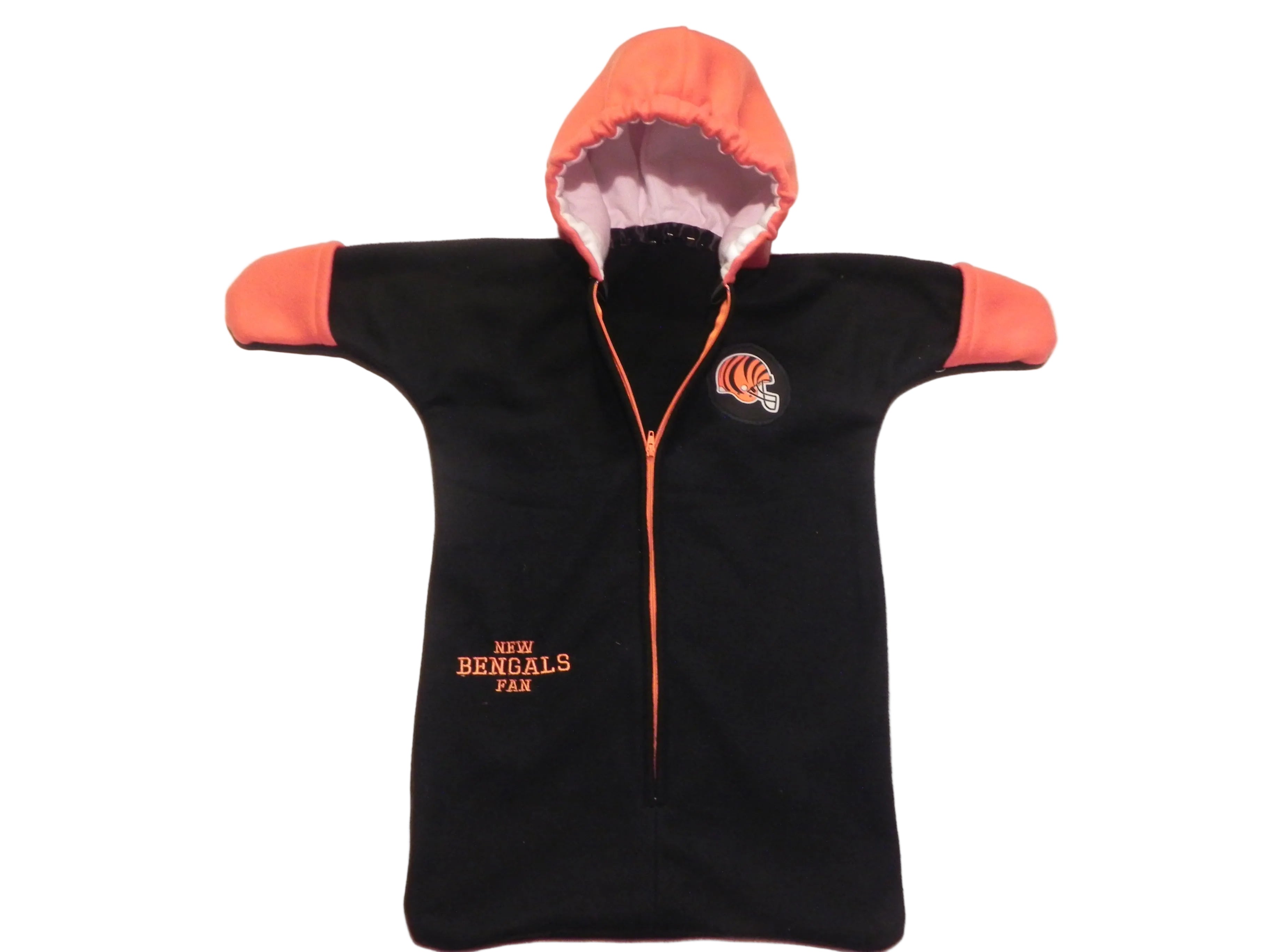 Handmade Cincinnati Bengal Black Fleece Baby Bunting Coat 0-6 Mo