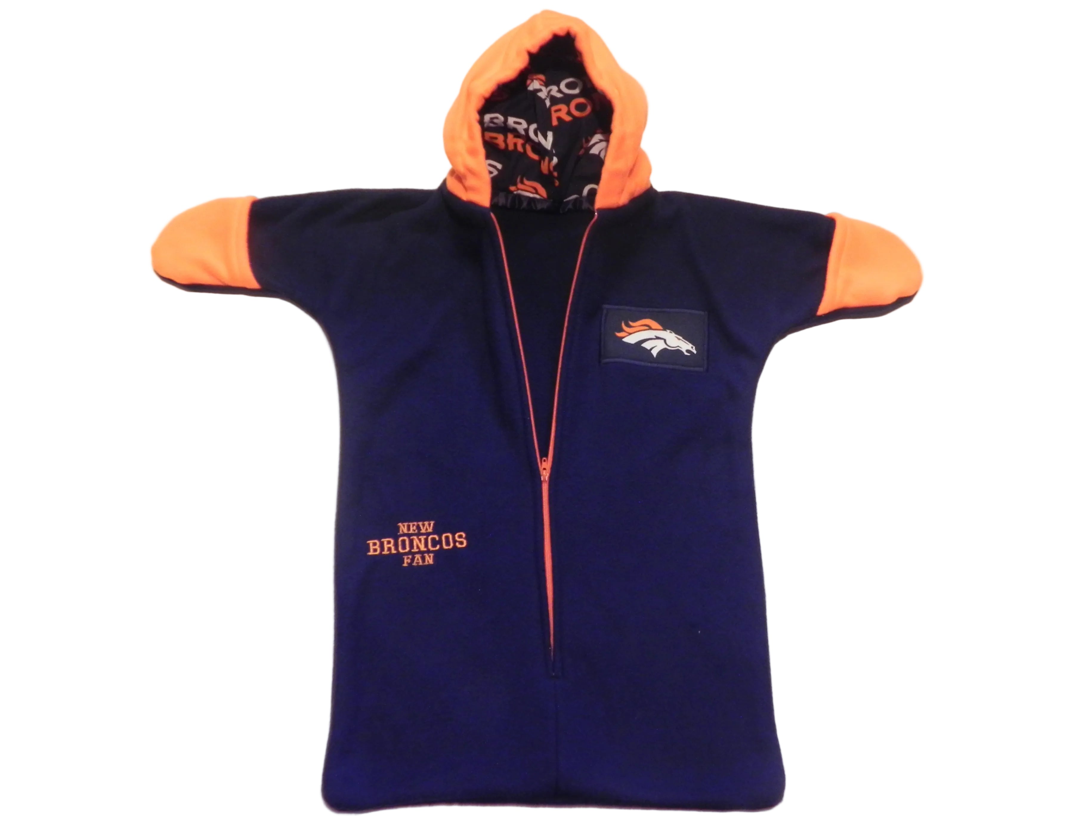 Handmade Denver Broncos Navy Fleece Baby Bunting Coat 0-6M
