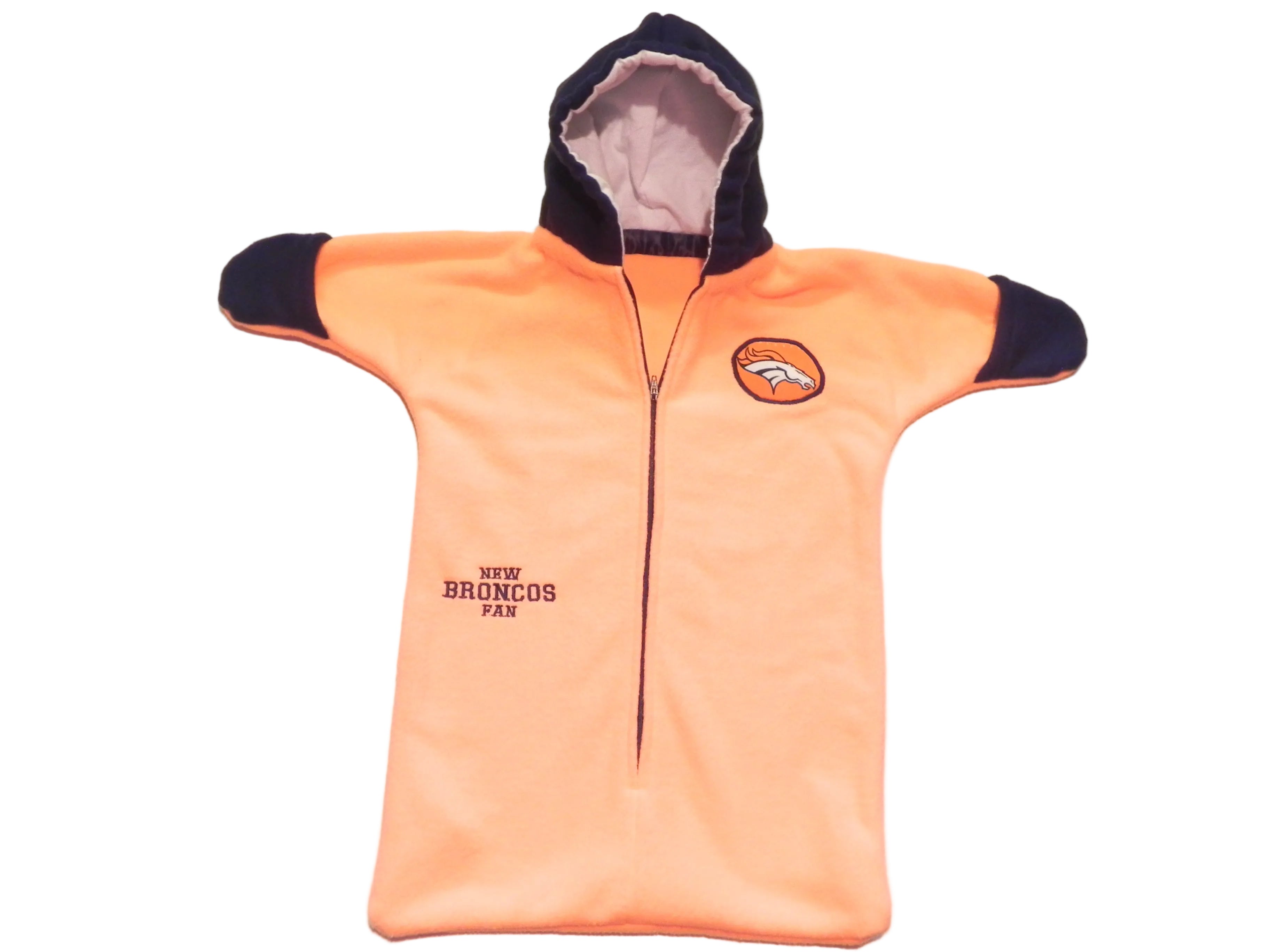 Handmade Denver Broncos Orange Fleece Baby Bunting Coat 0-6M