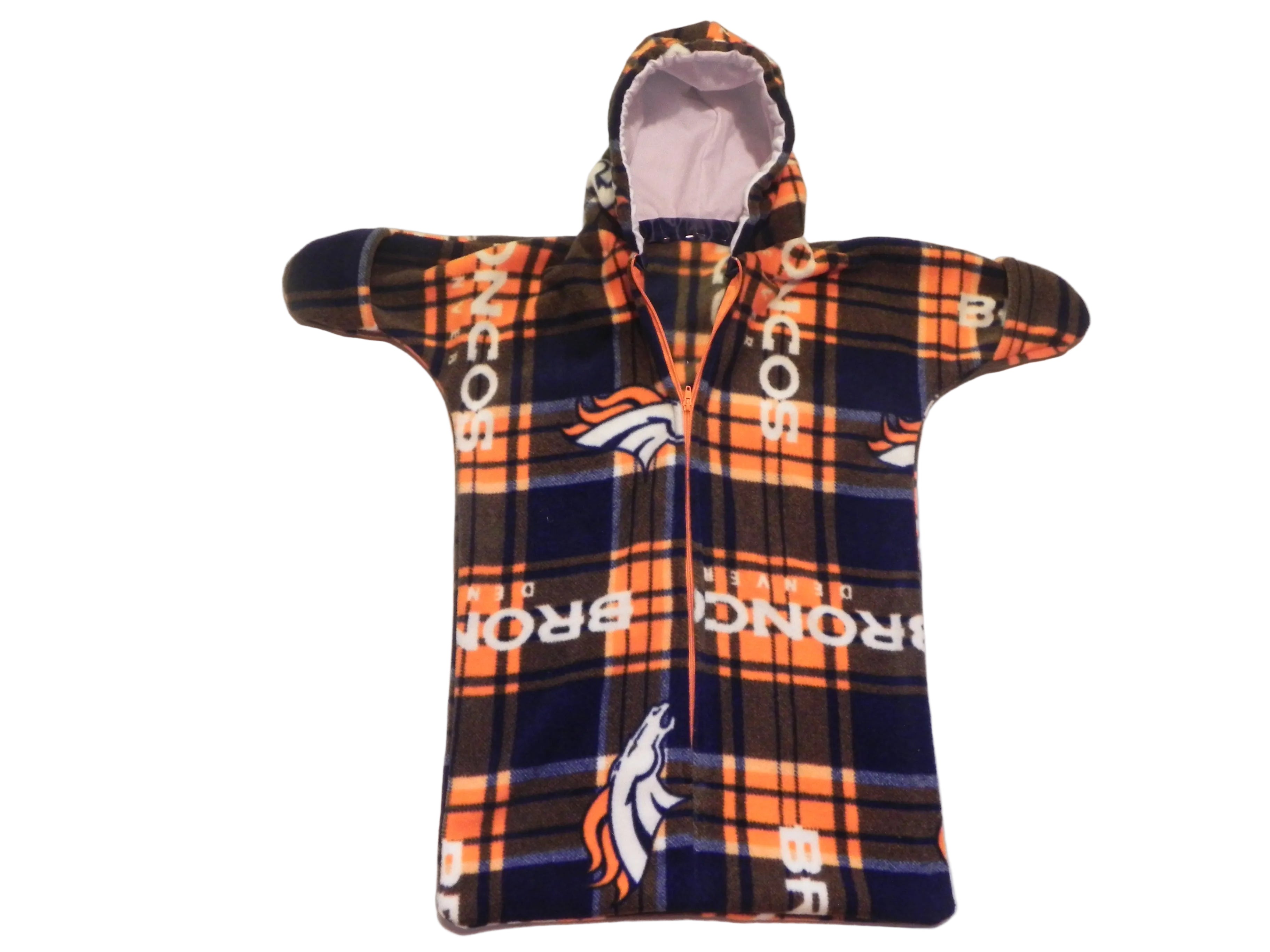 Handmade Denver Broncos Printed Fleece Baby Bunting Coat 0-6M