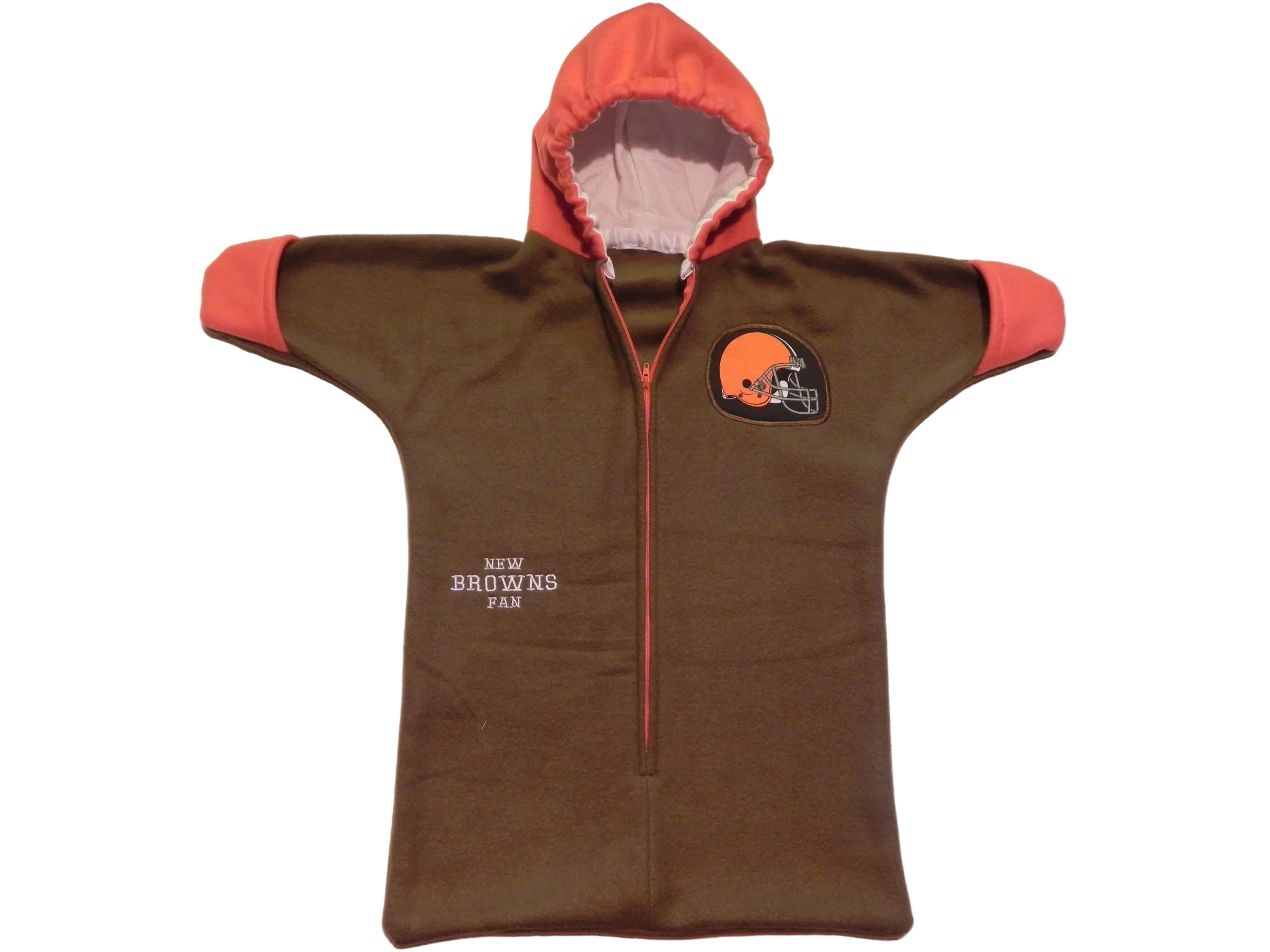 Handmade Cleveland Browns Brown Fleece Baby Bunting Coat 0-6 Mo