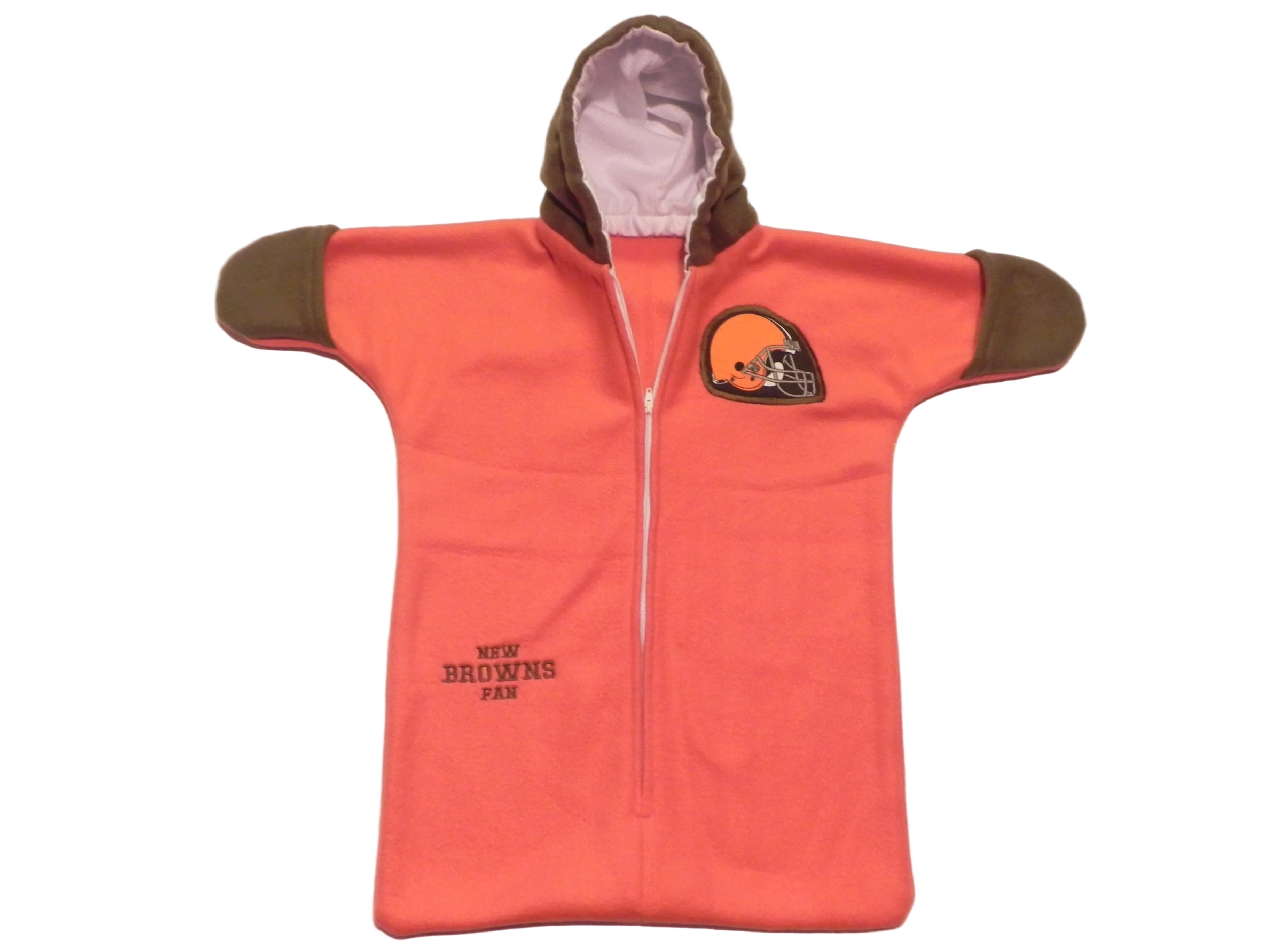 Handmade Cleveland Browns Orange Fleece Baby Bunting Coat 0-6 Mo