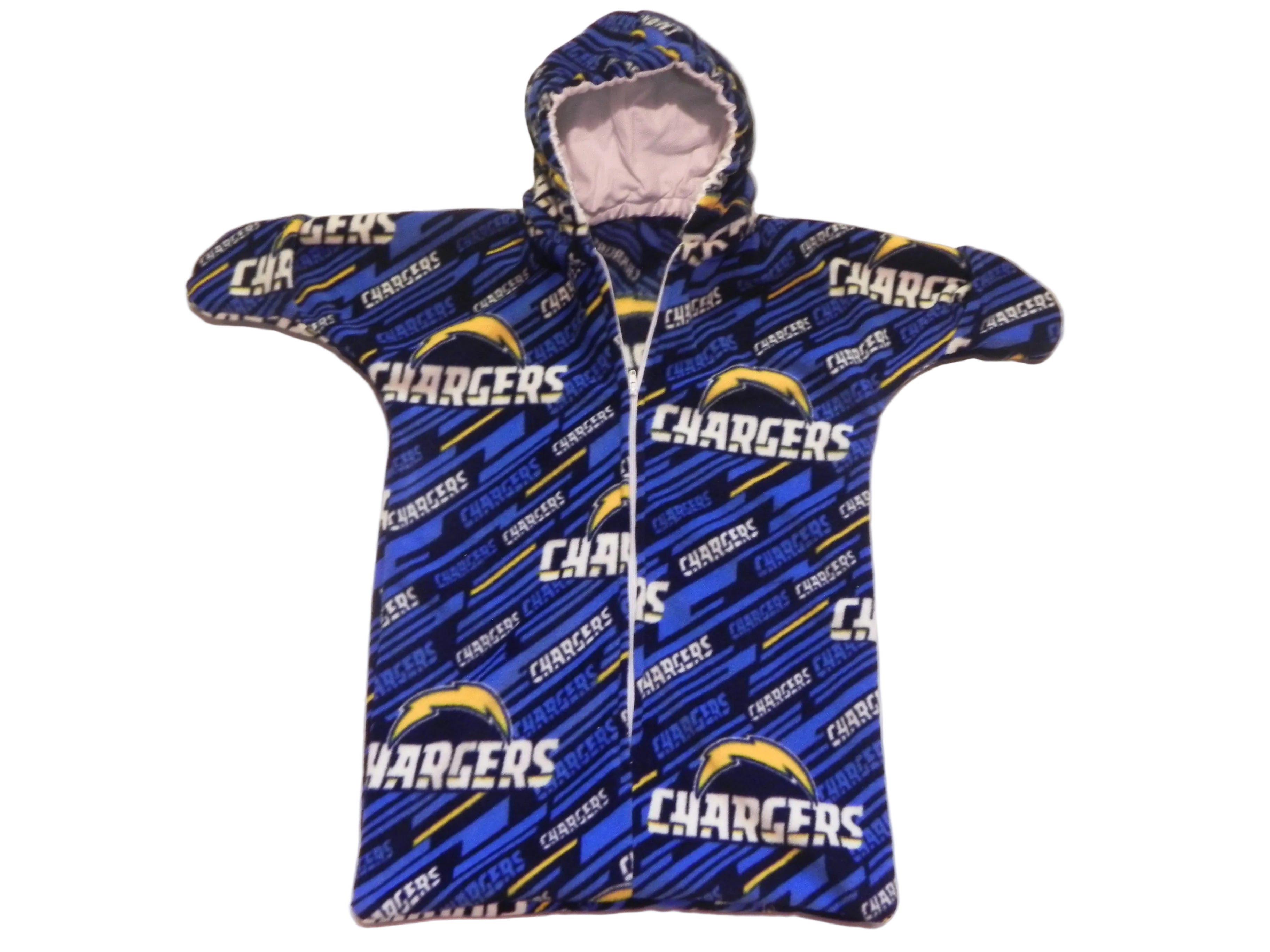 Handmade Los Angeles Chargers Printed Fleece Baby Bunting Coat 0-6M