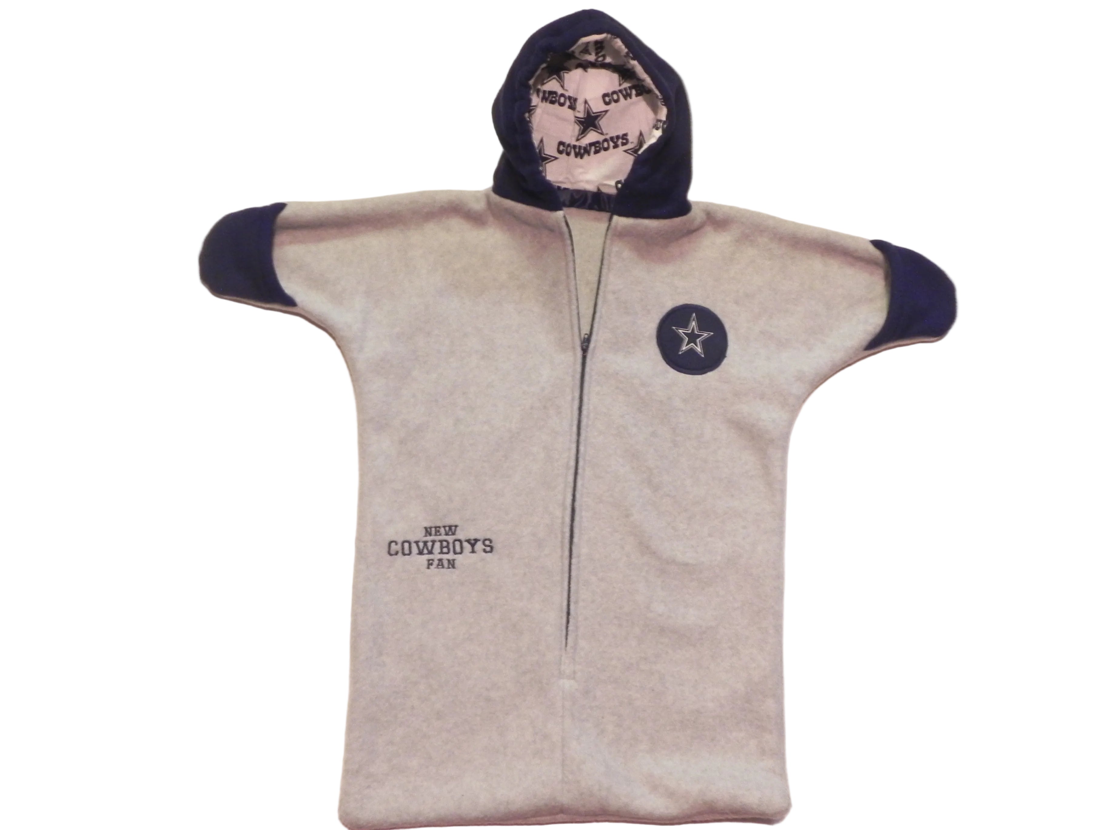Handmade Dallas Cowboys Gray Fleece Baby Bunting Coat 0-6 Mo