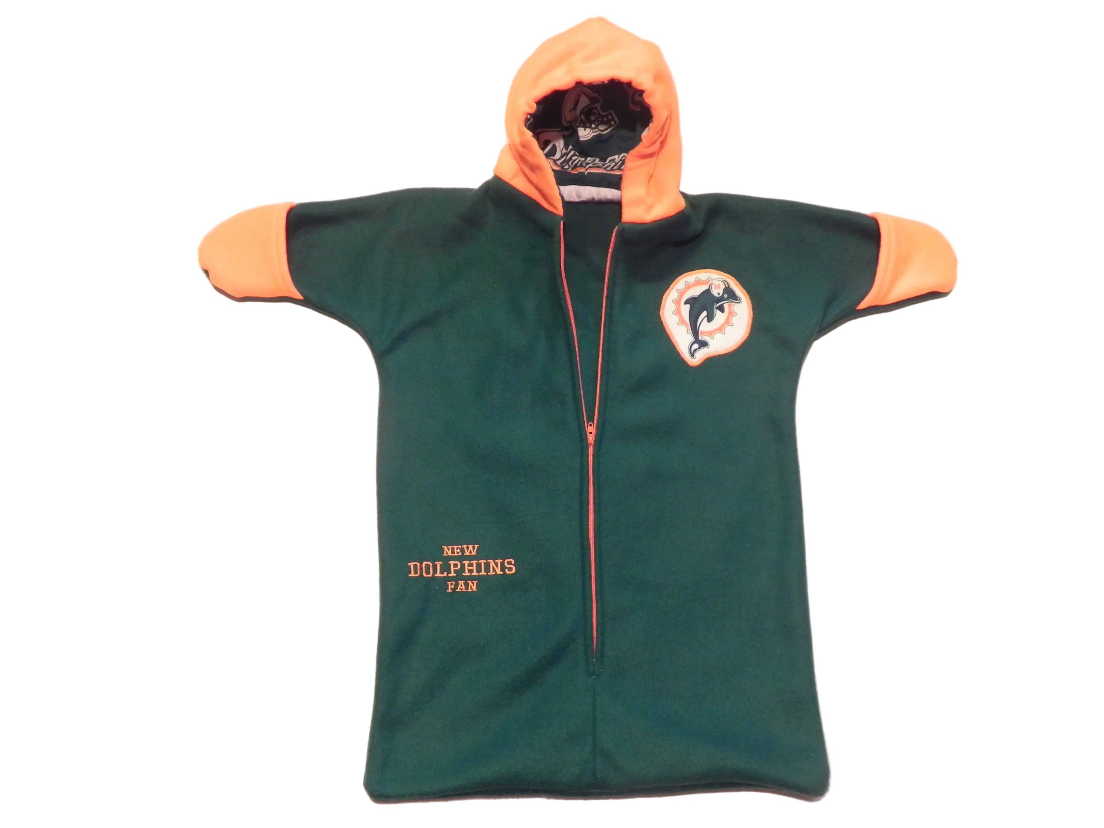 Handmade Miami Dolphins Fleece Baby Bunting Coat 0-6 Mo