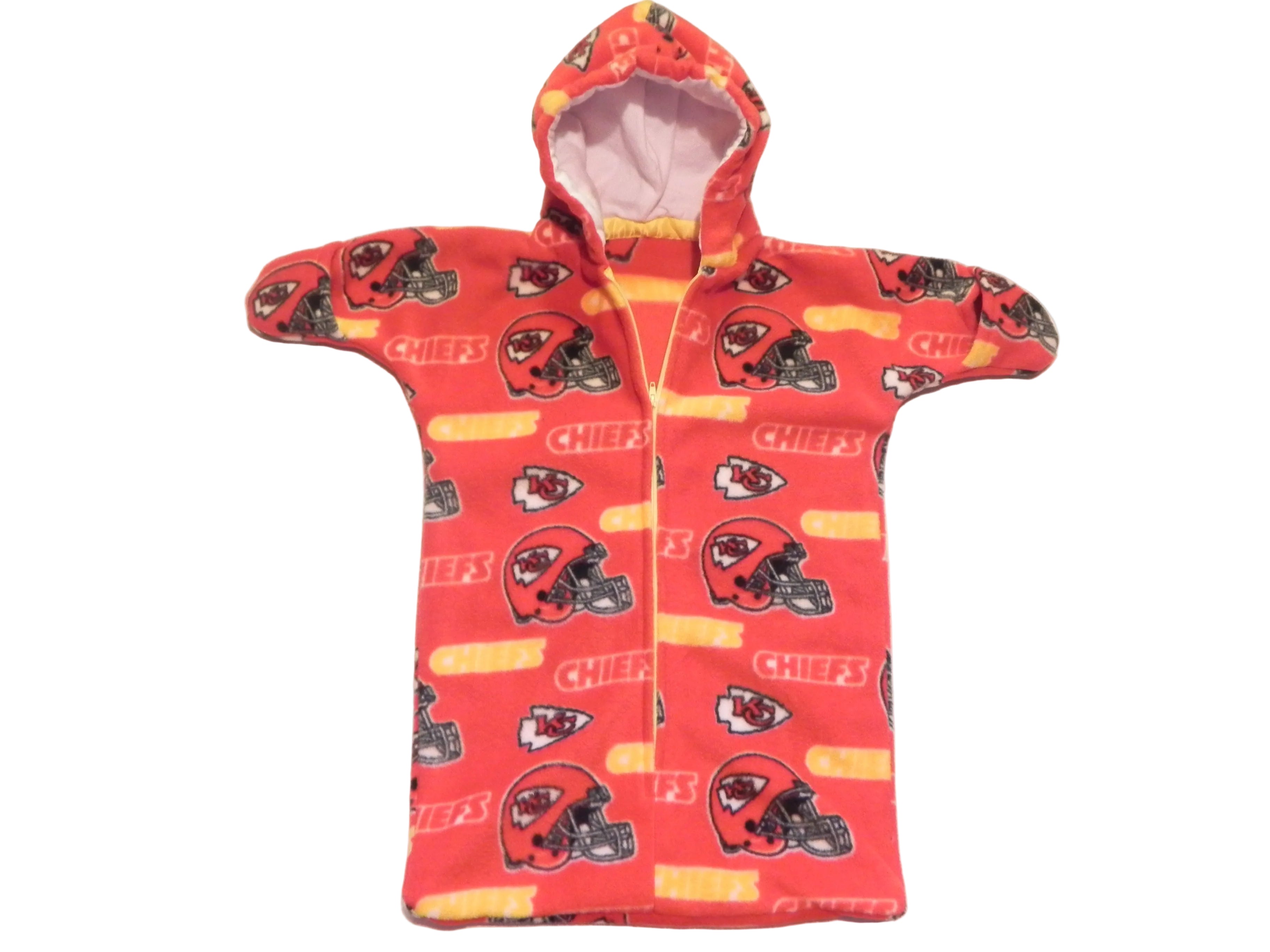 Handmade Kansas City Chiefs Printed Fleece Baby Bunting Coat 0-6M